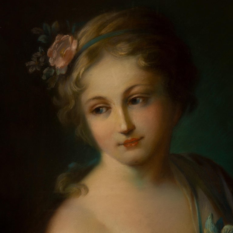 French 19th Century Louis XVI Style Pastel, in the Manner of Boucher