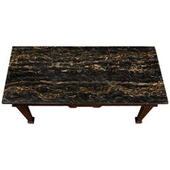 A French 19th century Louis XVI st. patinated Oak and Portoro marble console