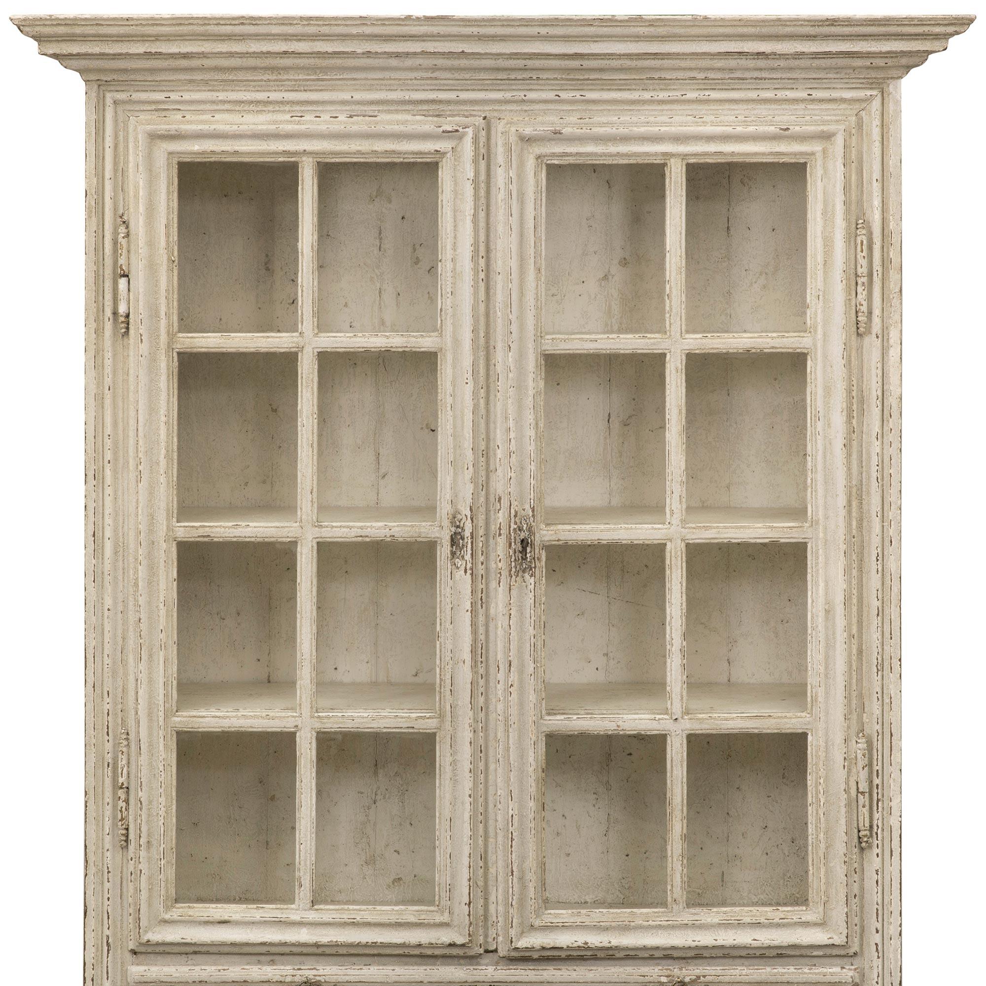 Wood A French 19th century Louis XVI st. patinated wood vitrine cabinet For Sale