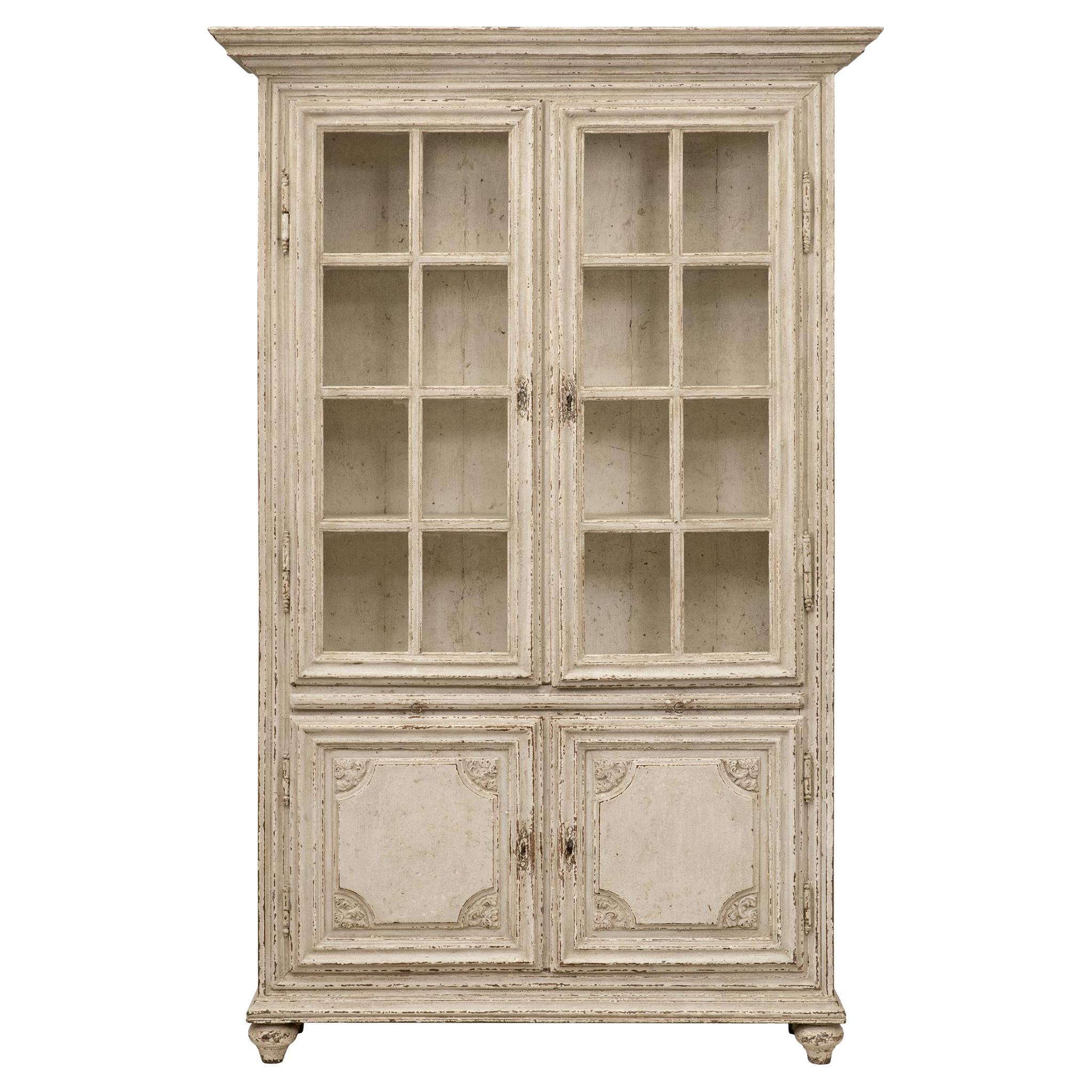 A French 19th century Louis XVI st. patinated wood vitrine cabinet For Sale