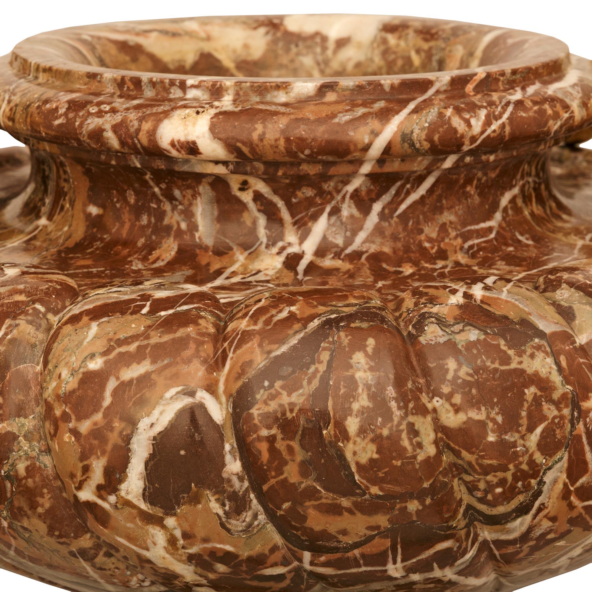 A French 19th century Louis XVI st. Rouge Royale marble and Ormolu urn/planter For Sale 1