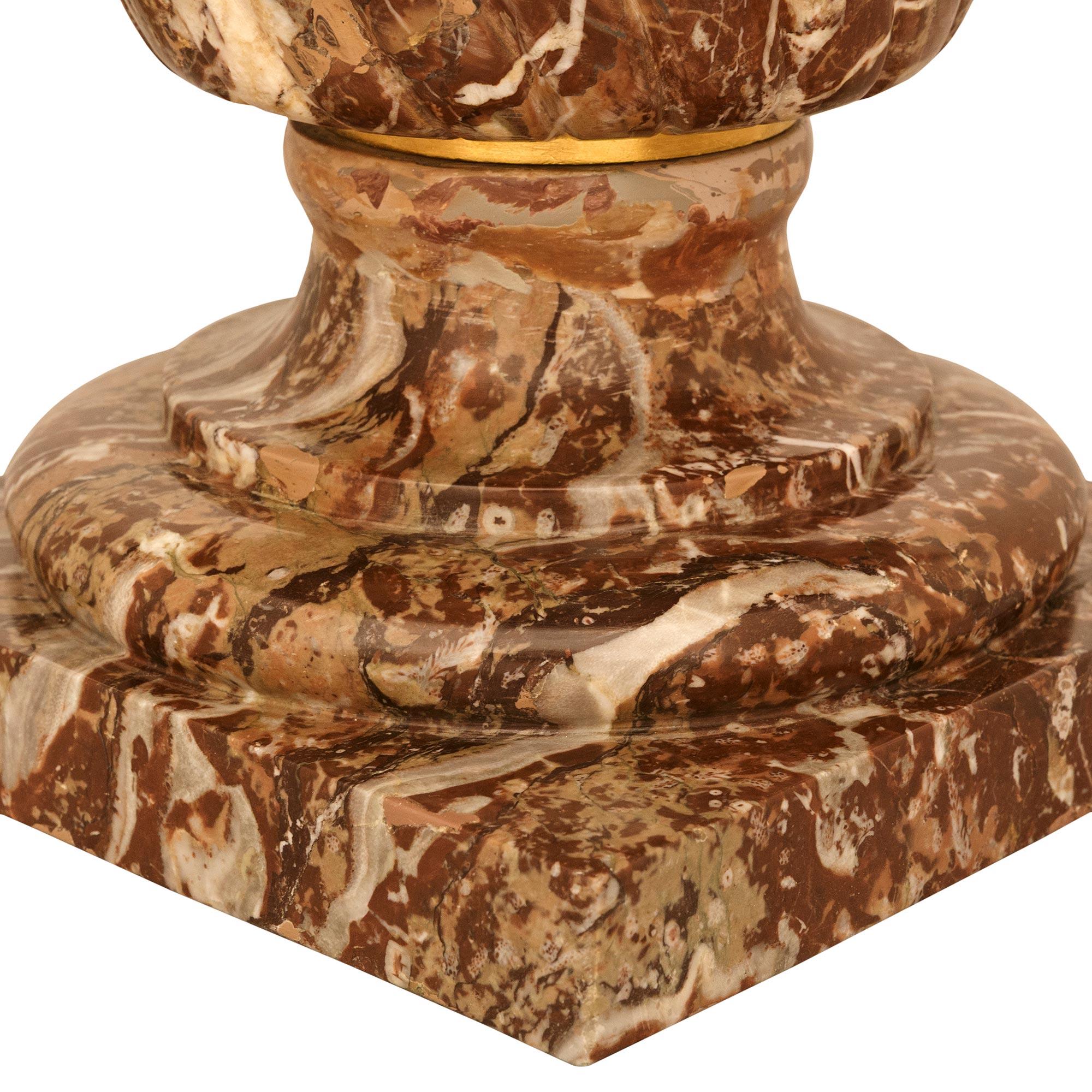 A French 19th century Louis XVI st. Rouge Royale marble and Ormolu urn/planter For Sale 3