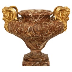 A French 19th century Louis XVI st. Rouge Royale marble and Ormolu urn/planter