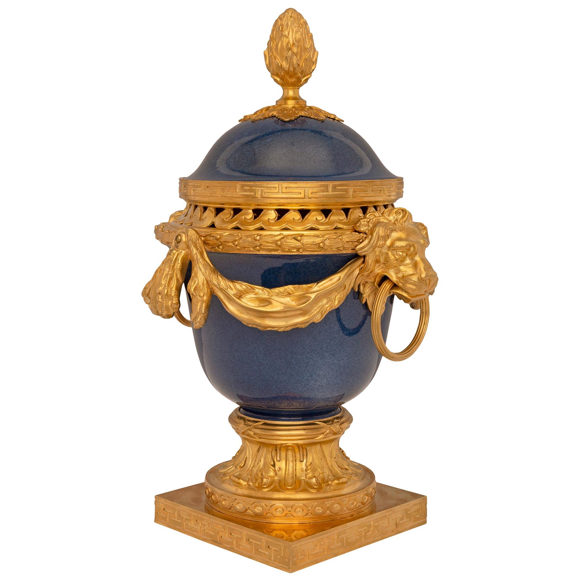 French 19th Century Louis XVI St. Sèvres Porcelain and Ormolu Pot Pourri Urns In Good Condition In West Palm Beach, FL