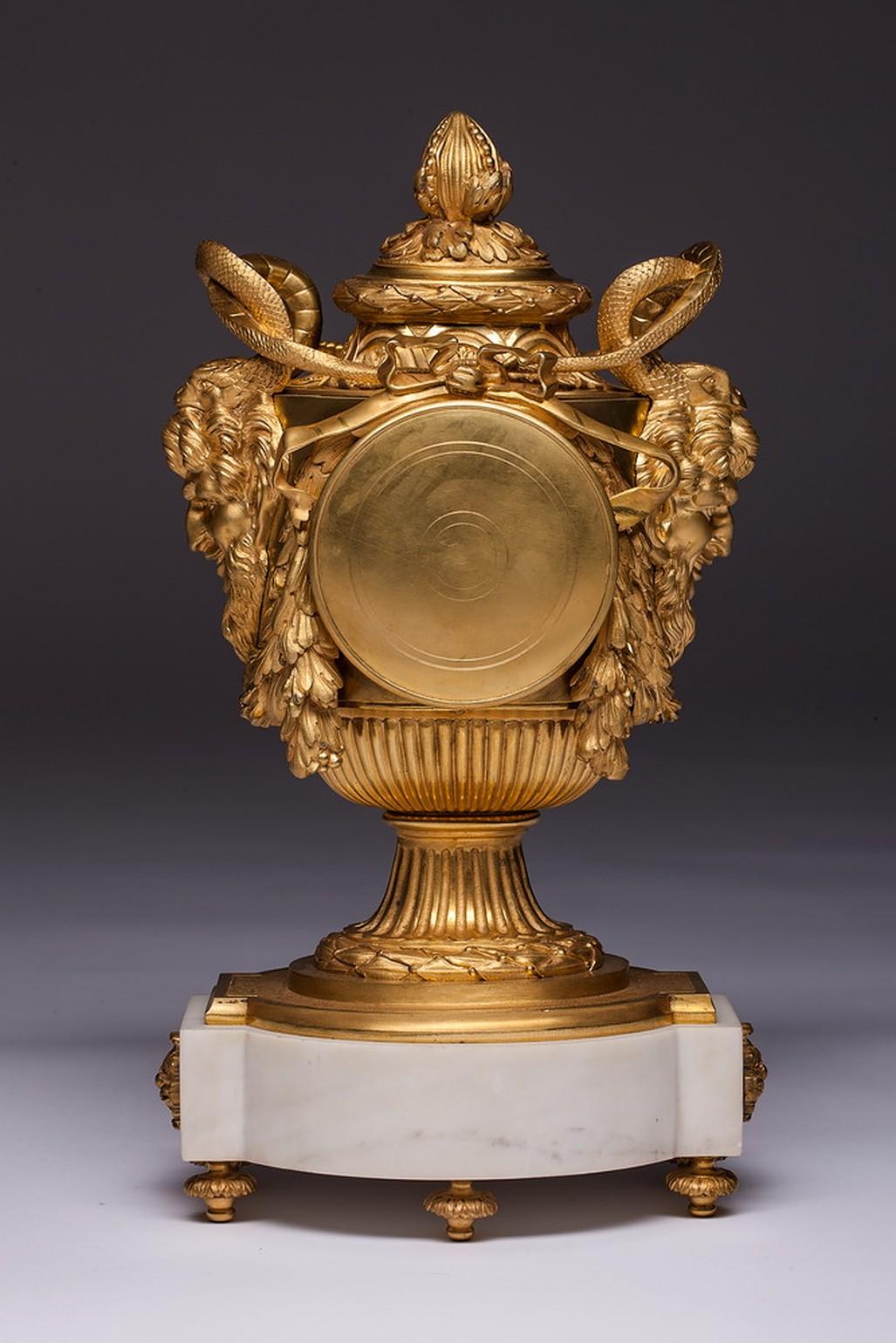 Bronze French 19th Century Louis XVI Style Clock Signed Lerron For Sale