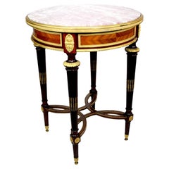 Antique A French 19th Century Louis XVI Style Ormolu & Mahogany End Table, Attr. Dasson