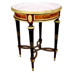 Mesa auxiliar de ormolu y caoba francesa del siglo XIX, estilo Luis XVI, Attr. Dasson