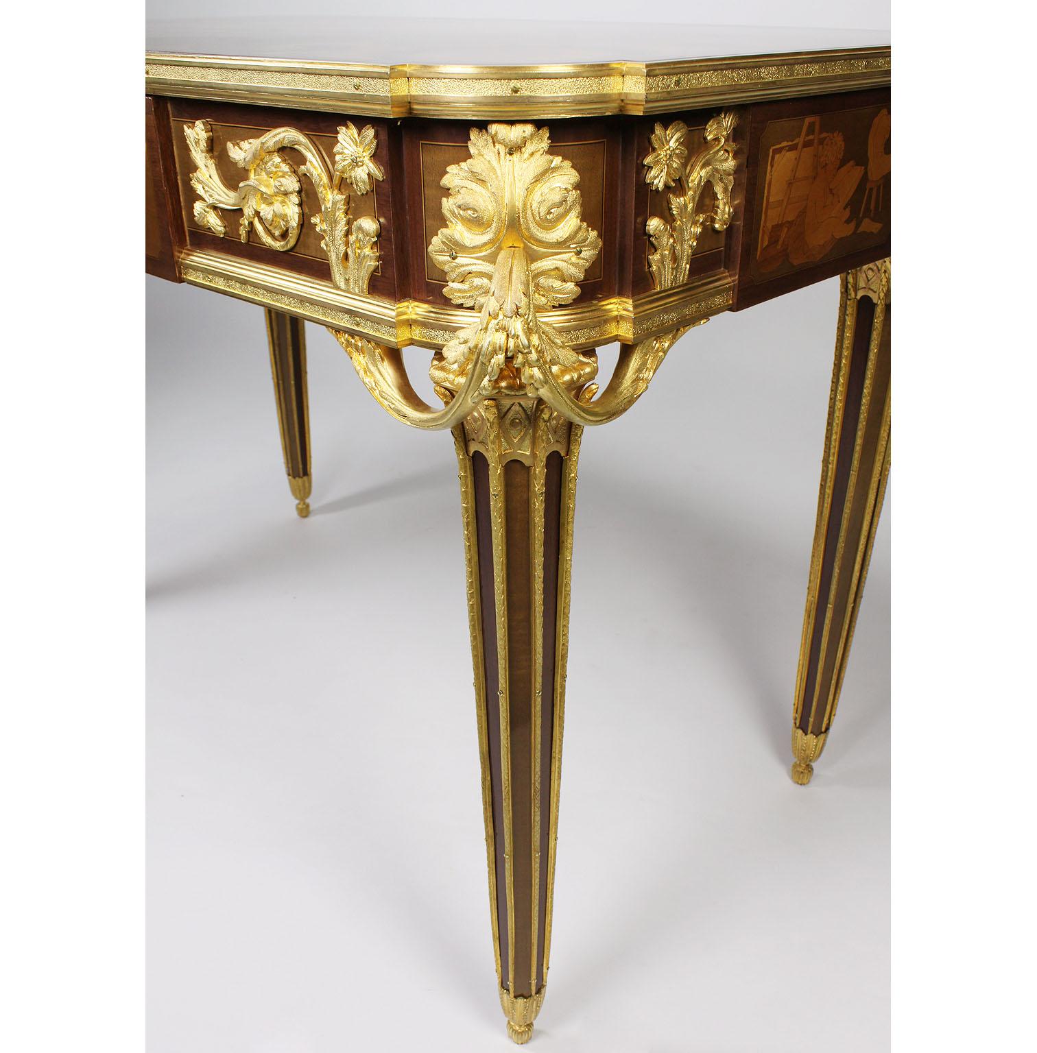French Louis XVI Style Ormolu and Marquetry Table, Beurdeley Attributed For Sale 8
