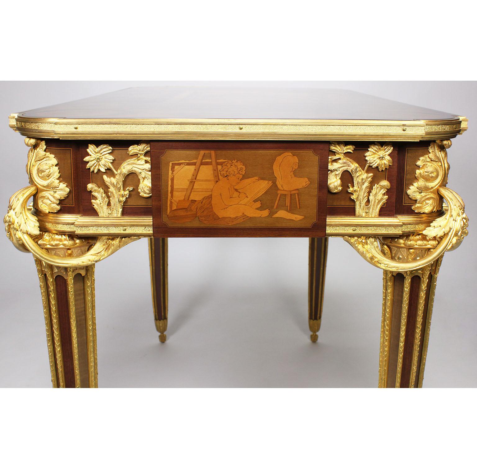 French Louis XVI Style Ormolu and Marquetry Table, Beurdeley Attributed For Sale 10