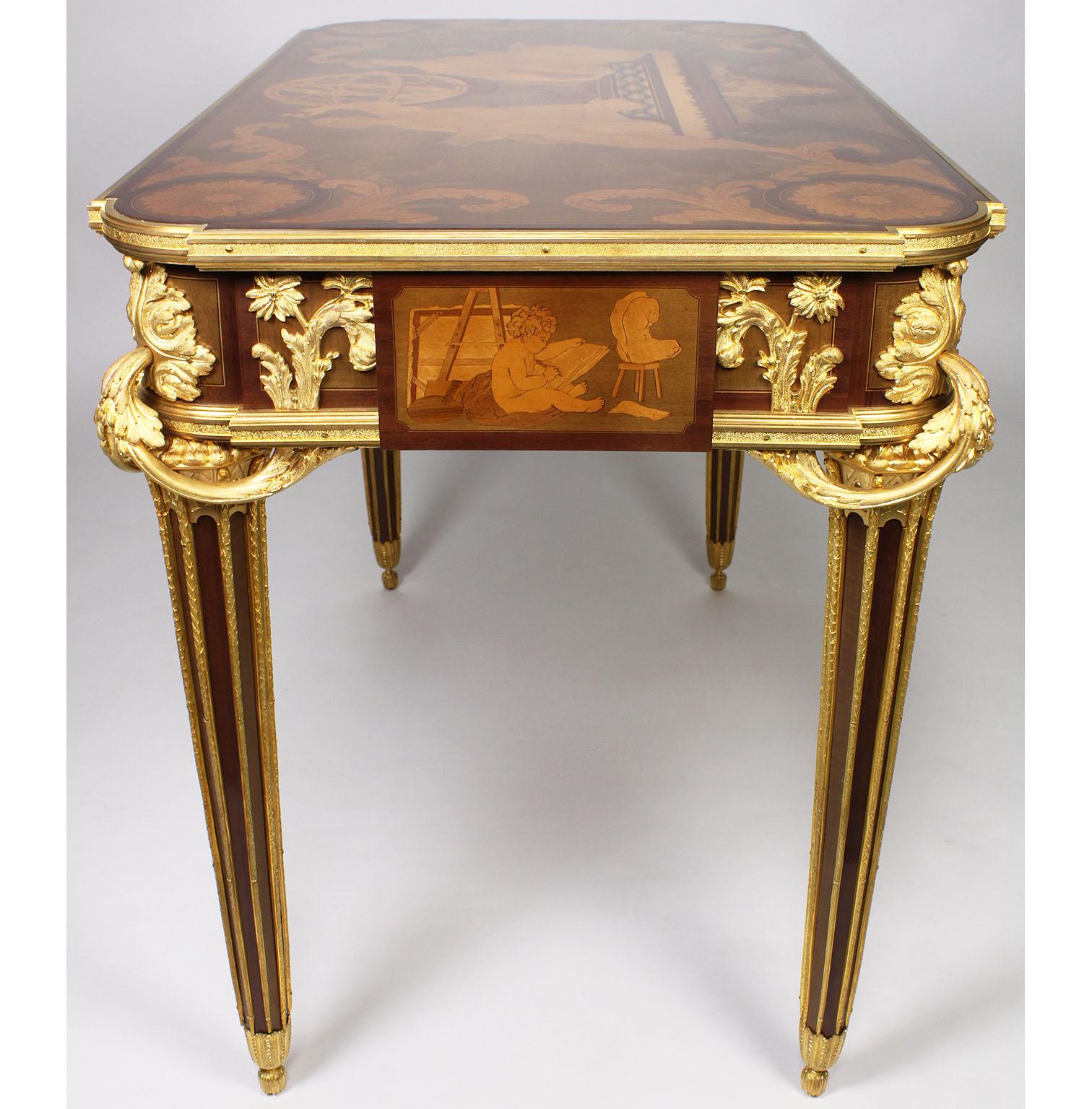 French Louis XVI Style Ormolu and Marquetry Table, Beurdeley Attributed For Sale 11