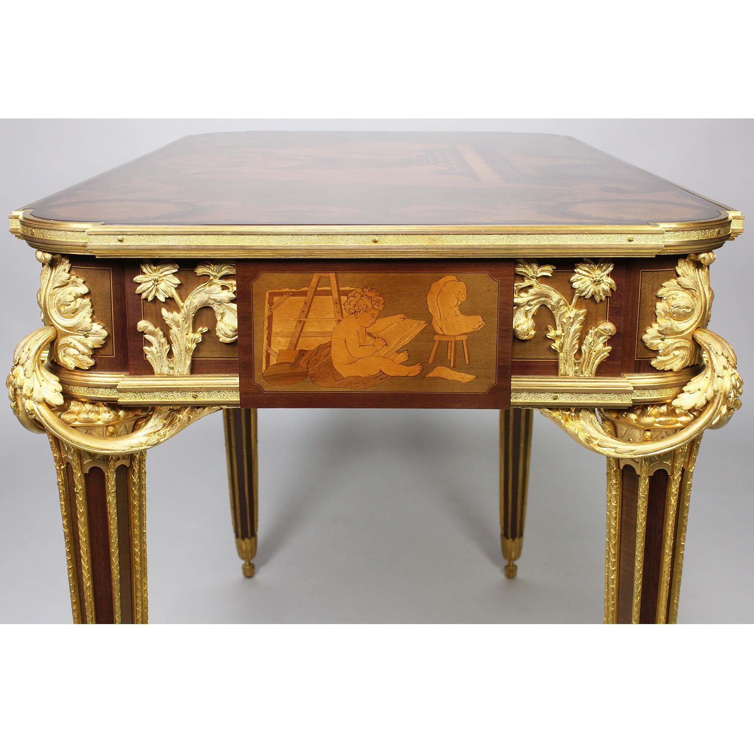 French Louis XVI Style Ormolu and Marquetry Table, Beurdeley Attributed For Sale 12