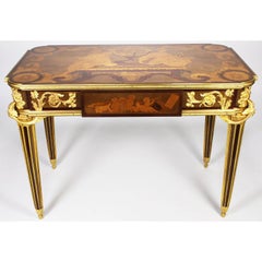 French Louis XVI Style Ormolu and Marquetry Table, Beurdeley Attributed
