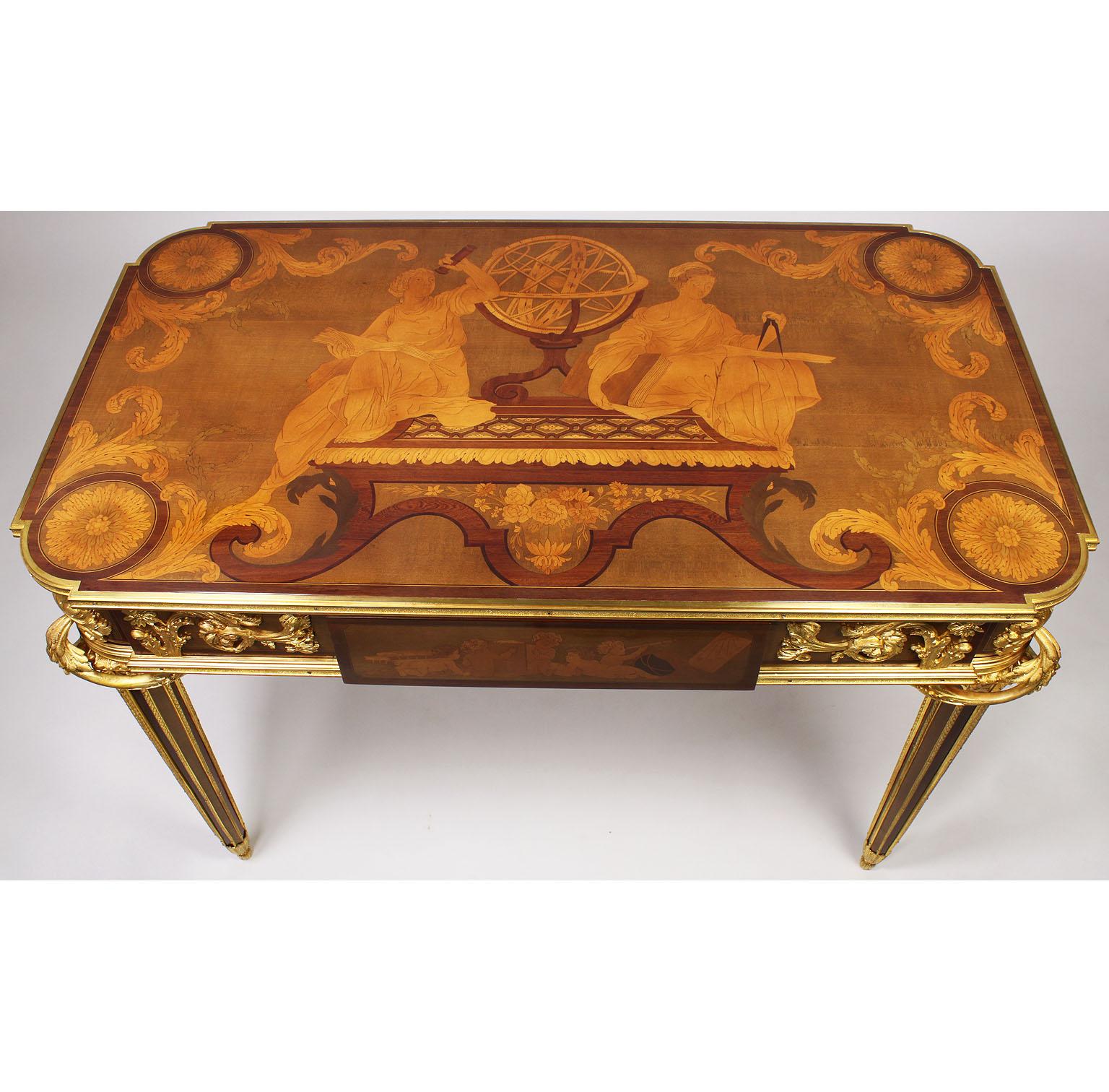 French Louis XVI Style Ormolu and Marquetry Table, Beurdeley Attributed In Good Condition For Sale In Los Angeles, CA