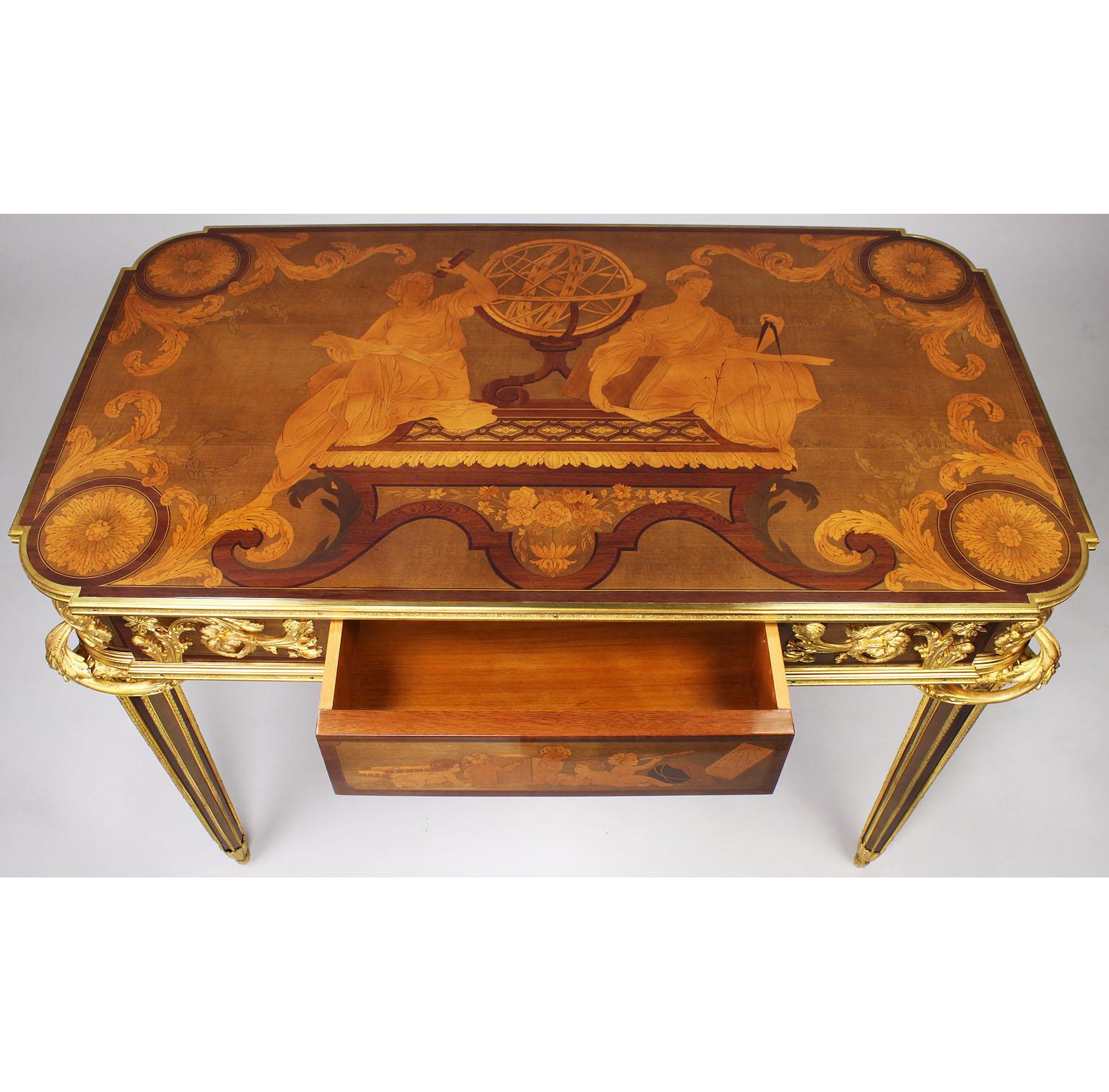 19th Century French Louis XVI Style Ormolu and Marquetry Table, Beurdeley Attributed For Sale
