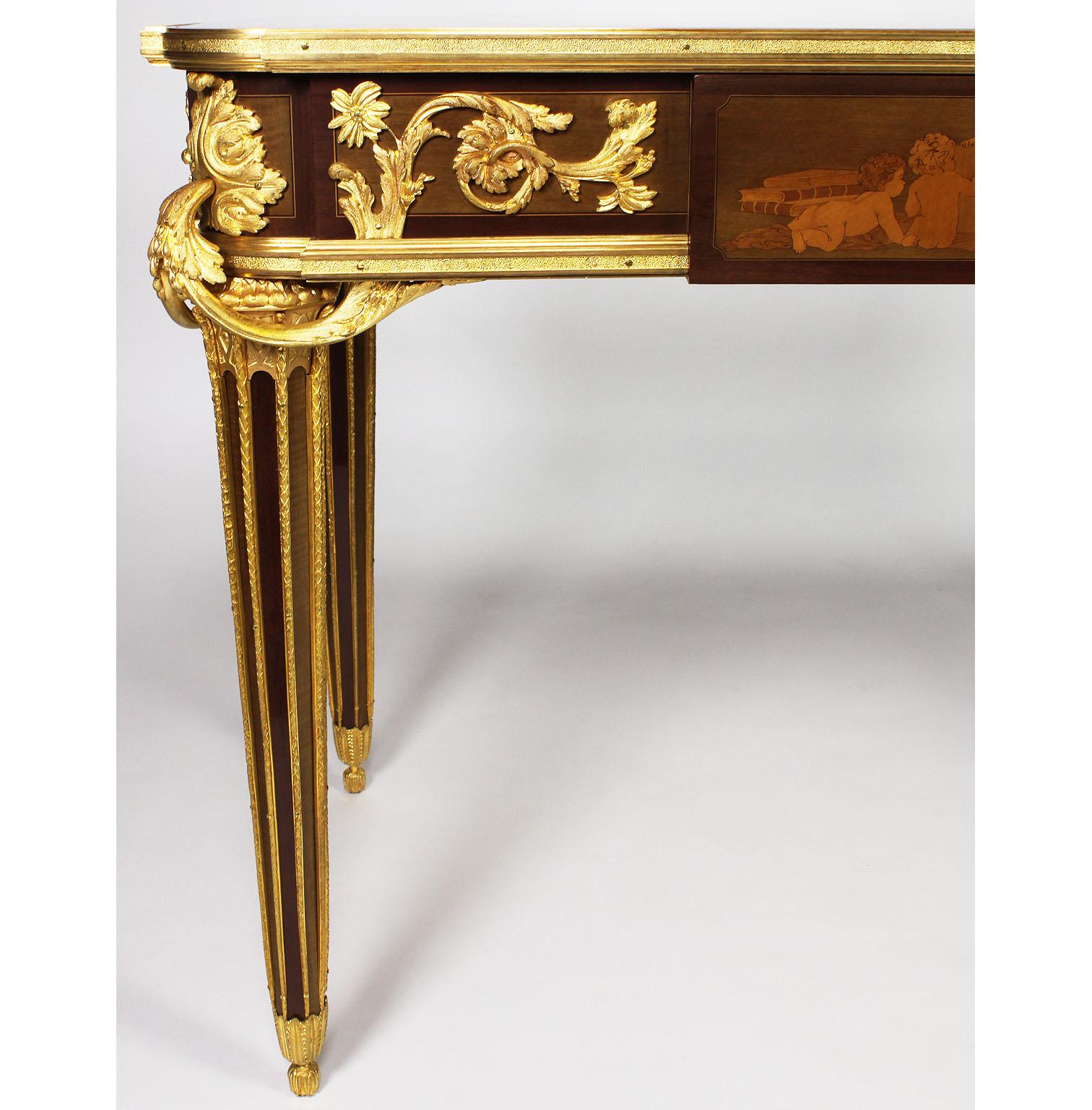 French Louis XVI Style Ormolu and Marquetry Table, Beurdeley Attributed For Sale 3