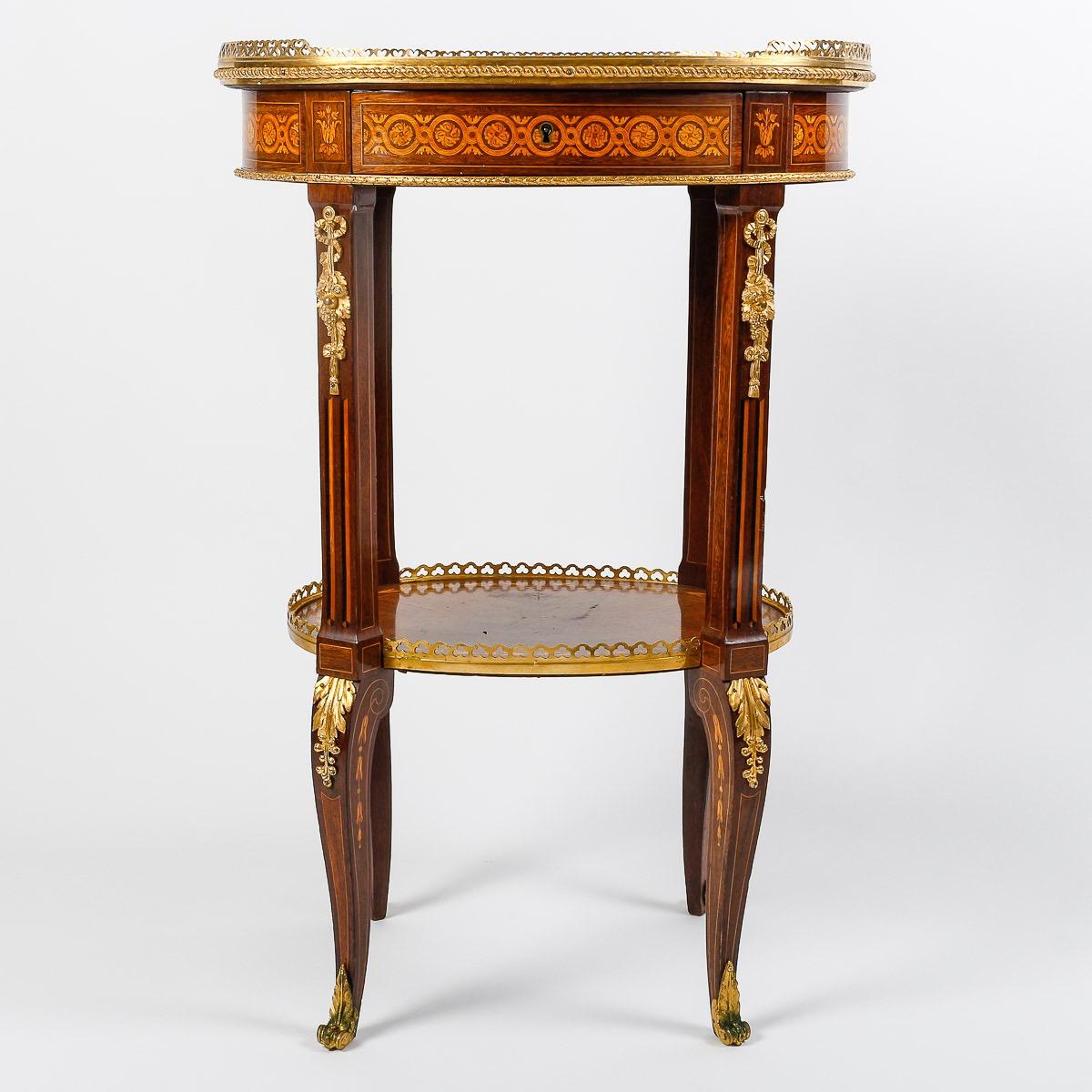 Parquetry A French 19th Century Louis XVI Style Side Table, circa 1880 For Sale