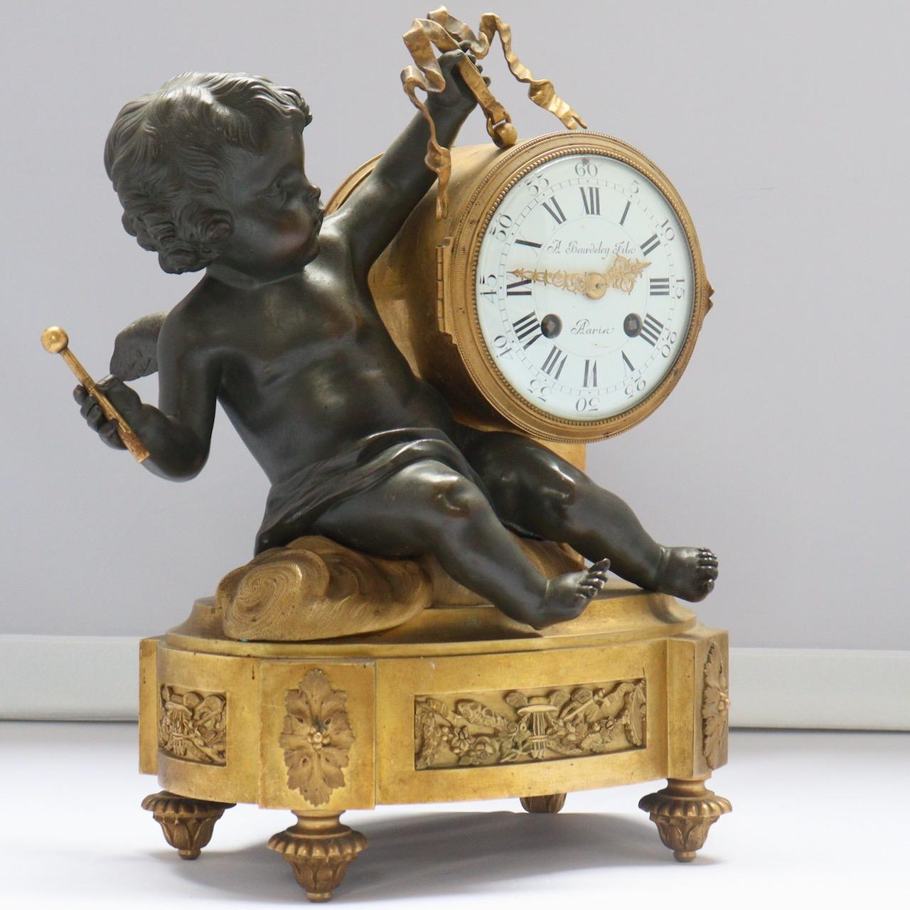 Louis XVI French 19th Century Mantel Clock by a.Beurdeley Fils