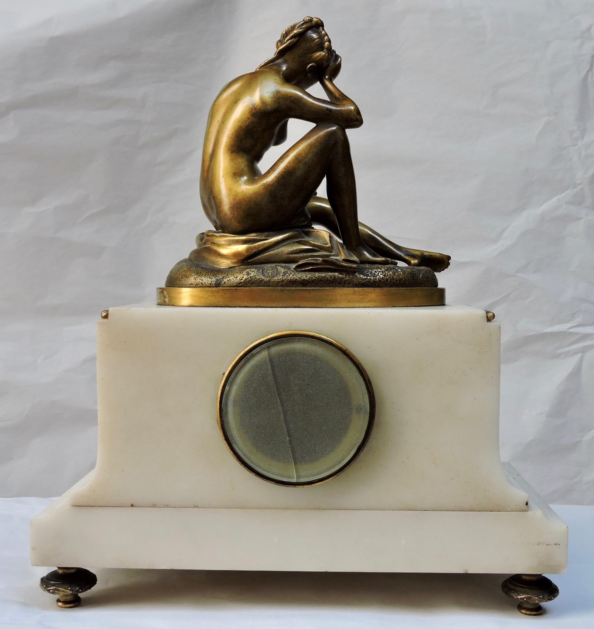 French 19th Century Marble and Ormolu Clock after Falconnet 6