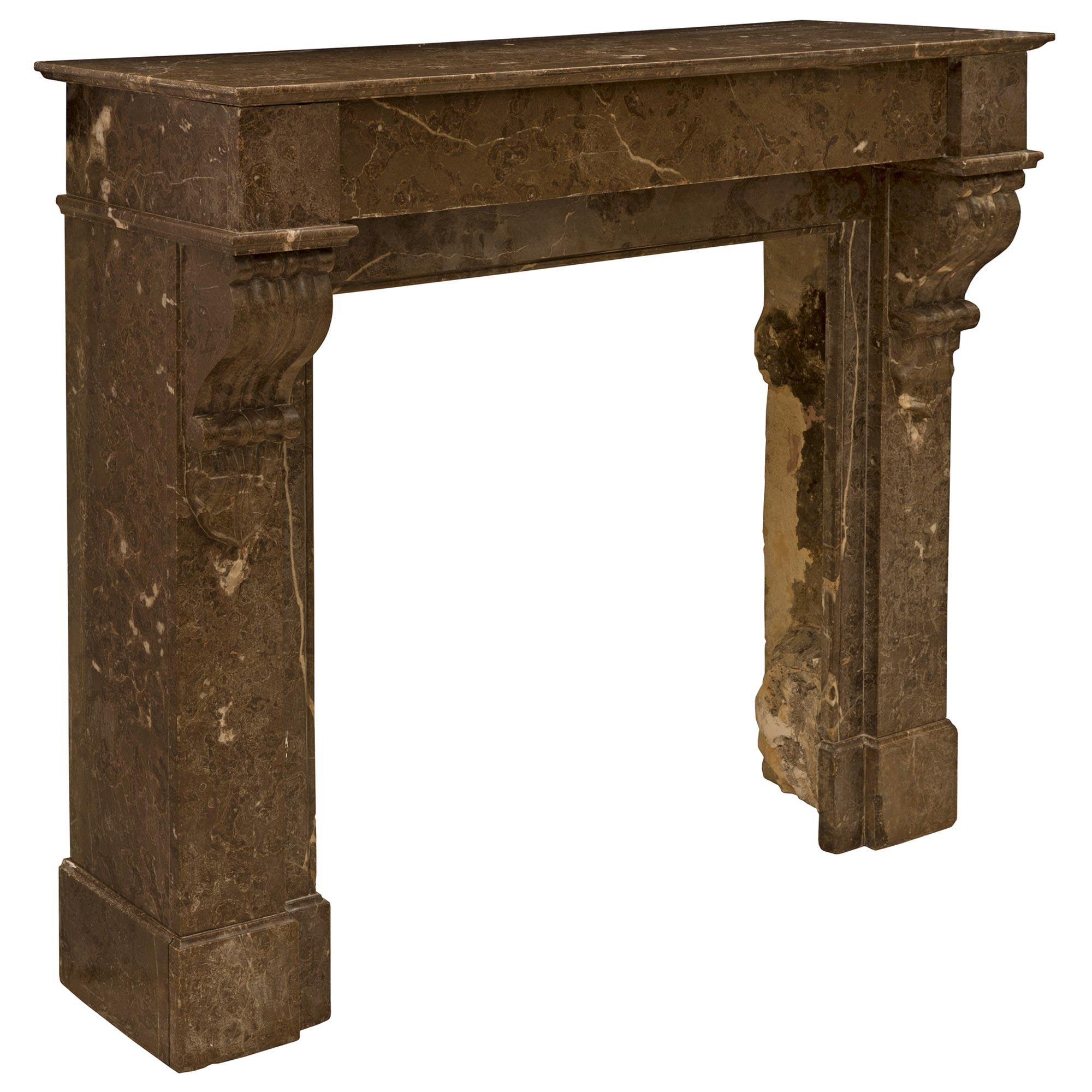 French 19th Century Marble Fireplace Mantel In Good Condition For Sale In West Palm Beach, FL