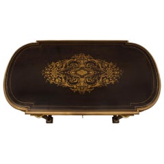 French 19th Century Napoleon III Period Ebony and Brass Inlaid Desk
