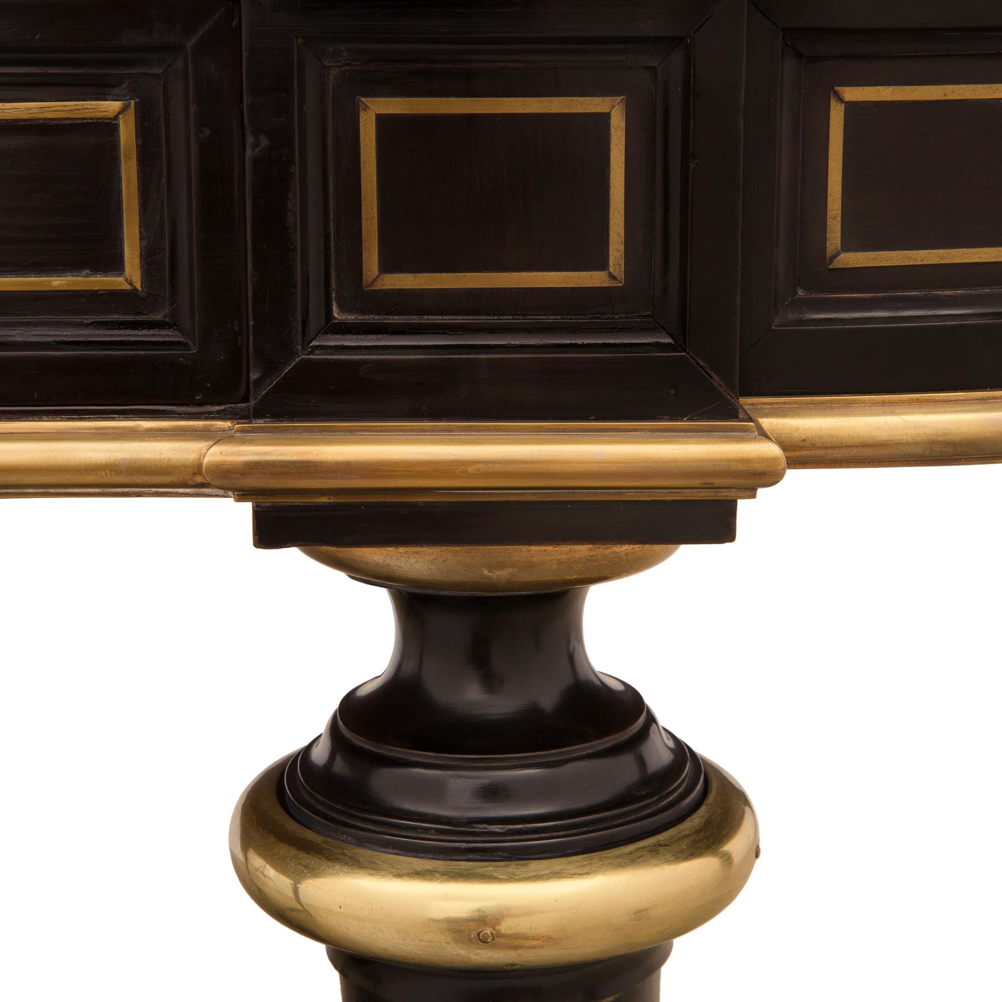 French 19th Century Napoleon III Period Ebony and Brass Inlaid Desk For Sale 2