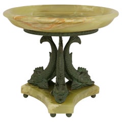 A French 19th century Neo-Classical st. Onyx and Verdigris Bronze centerpiece