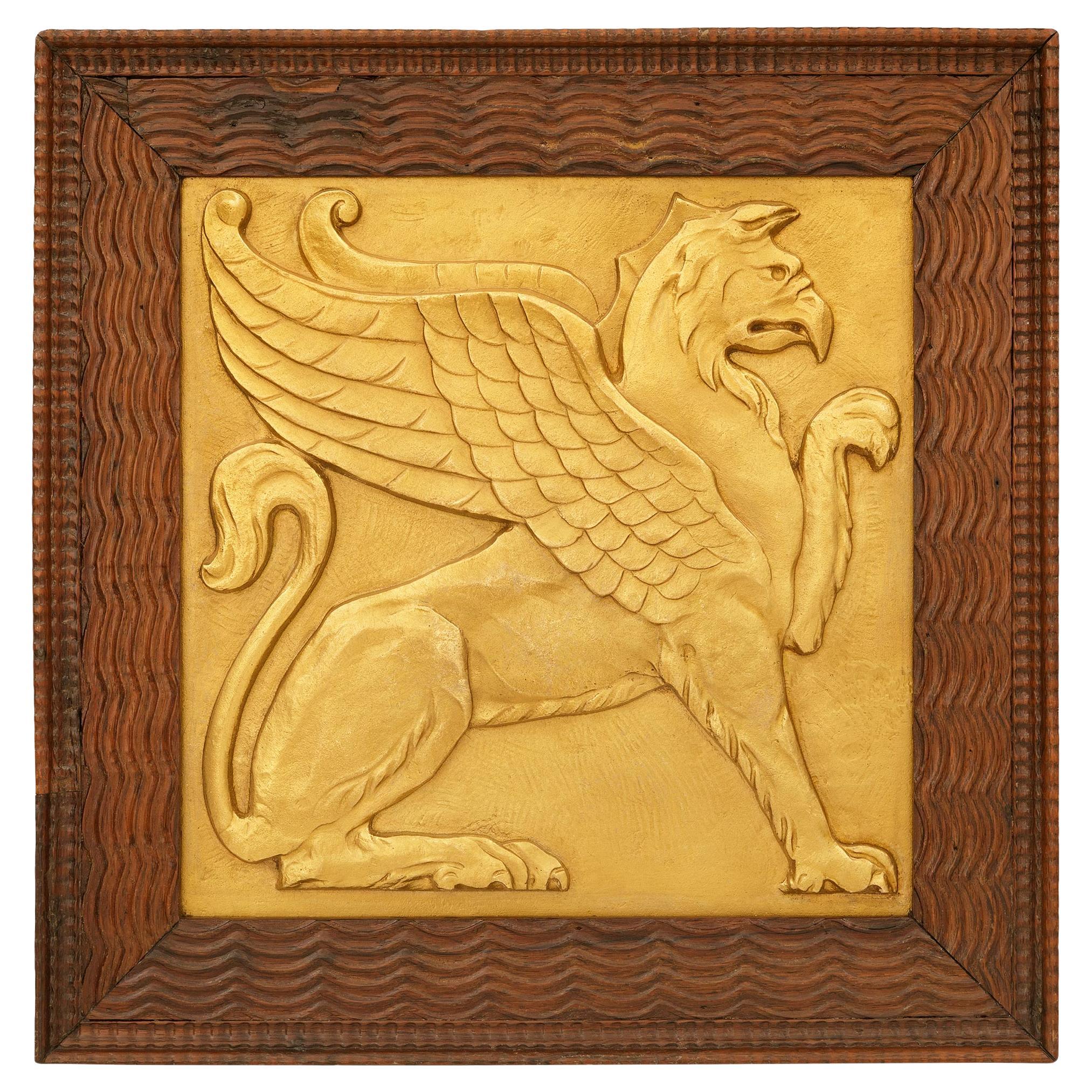 Una placa neoclásica francesa del siglo XIX st. Placa de ormolu y palisandro