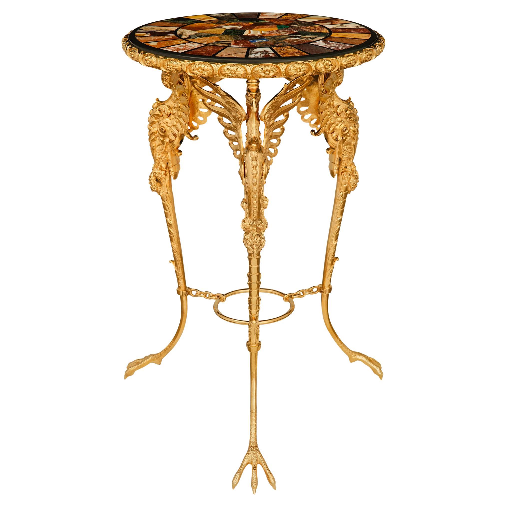 A French 19th century Neo-Classical st. Ormolu and Specimen marble side table