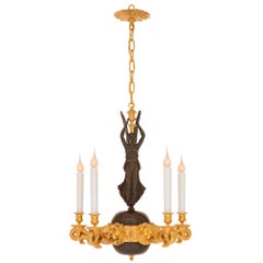 French 19th Century Neo-Classical St. Patinated Bronze and Ormolu Chandelier