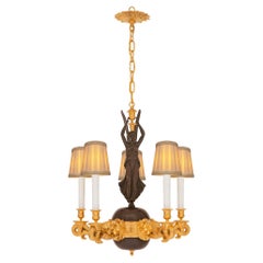 French 19th Century Neo-Classical St. Patinated Bronze and Ormolu Chandelier