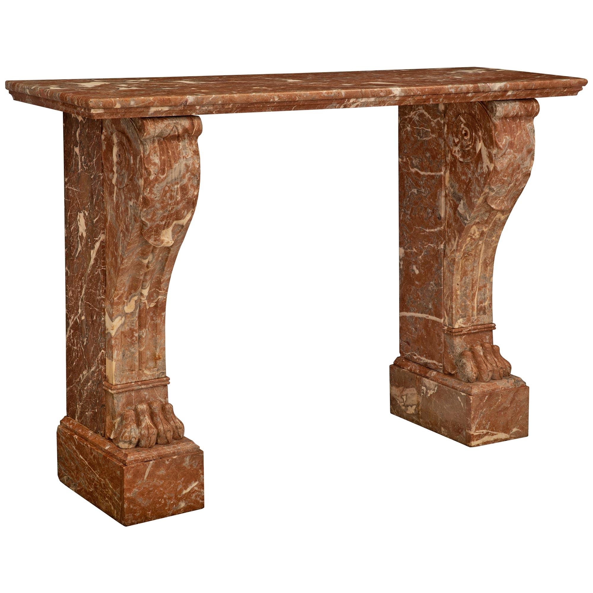 Neoclassical French 19th Century Neo-Classical St. Rouge Royale Marble Console For Sale