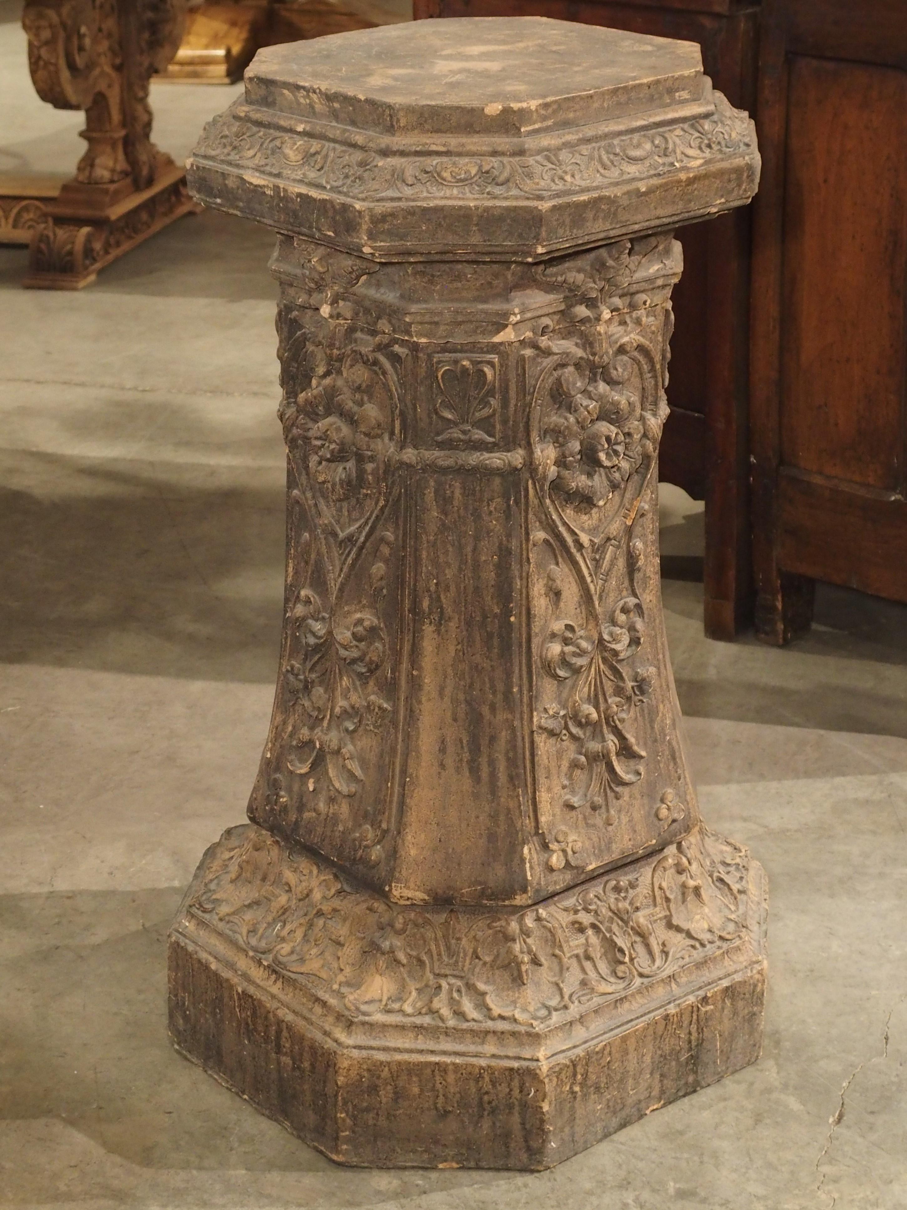 French 19th Century Octagonal Terra Cotta Pedestal 6