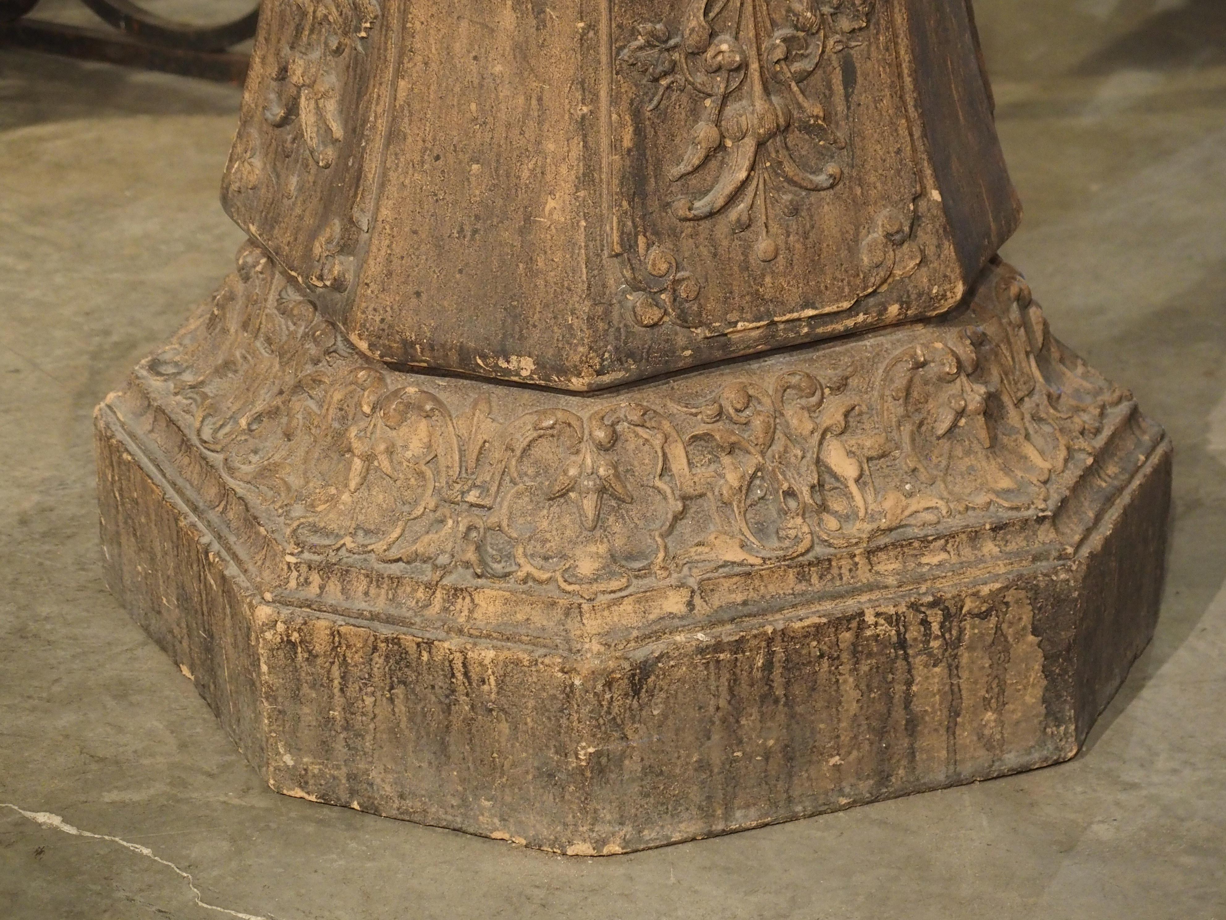 French 19th Century Octagonal Terra Cotta Pedestal In Good Condition In Dallas, TX