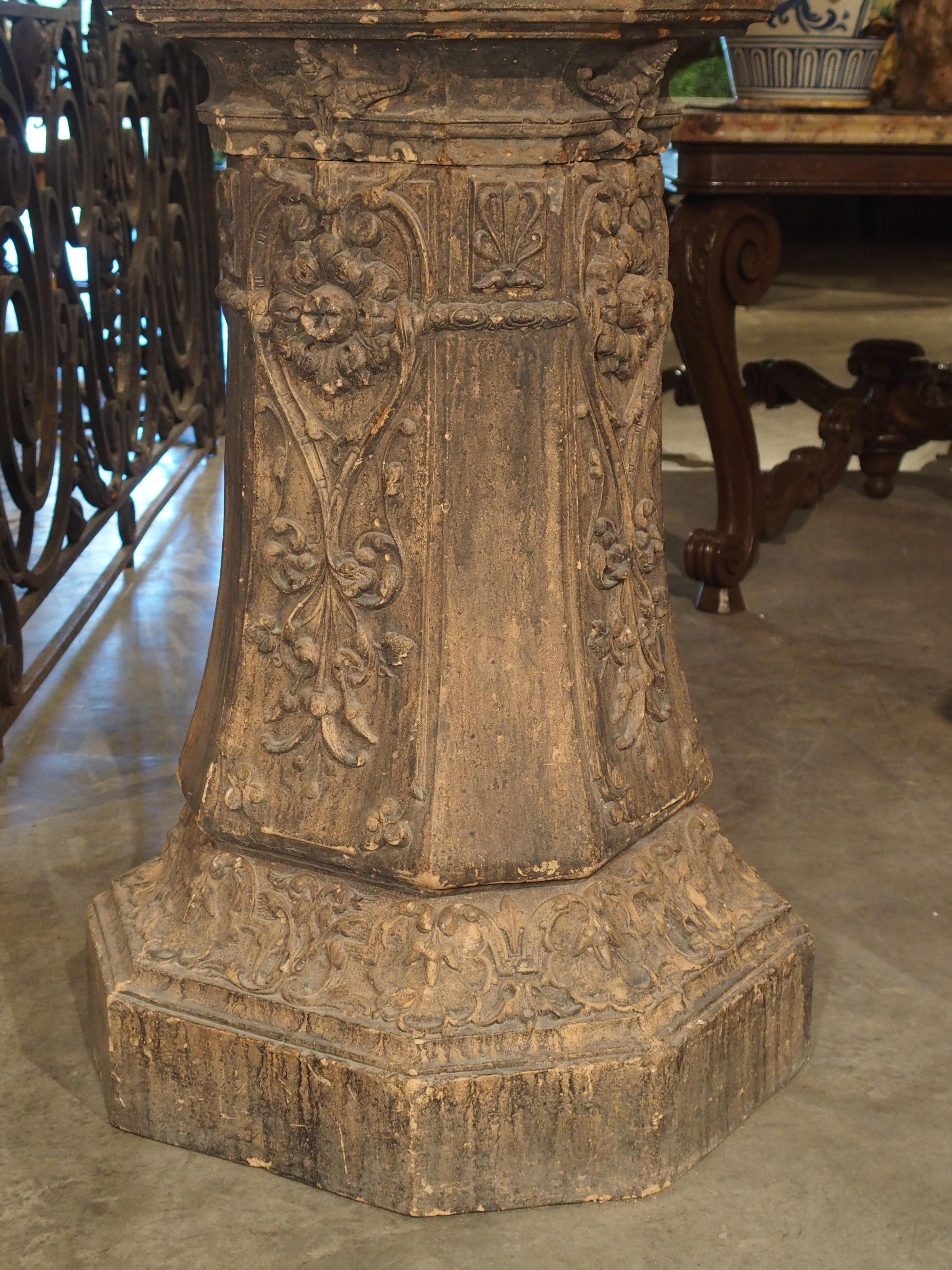 French 19th Century Octagonal Terra Cotta Pedestal 2