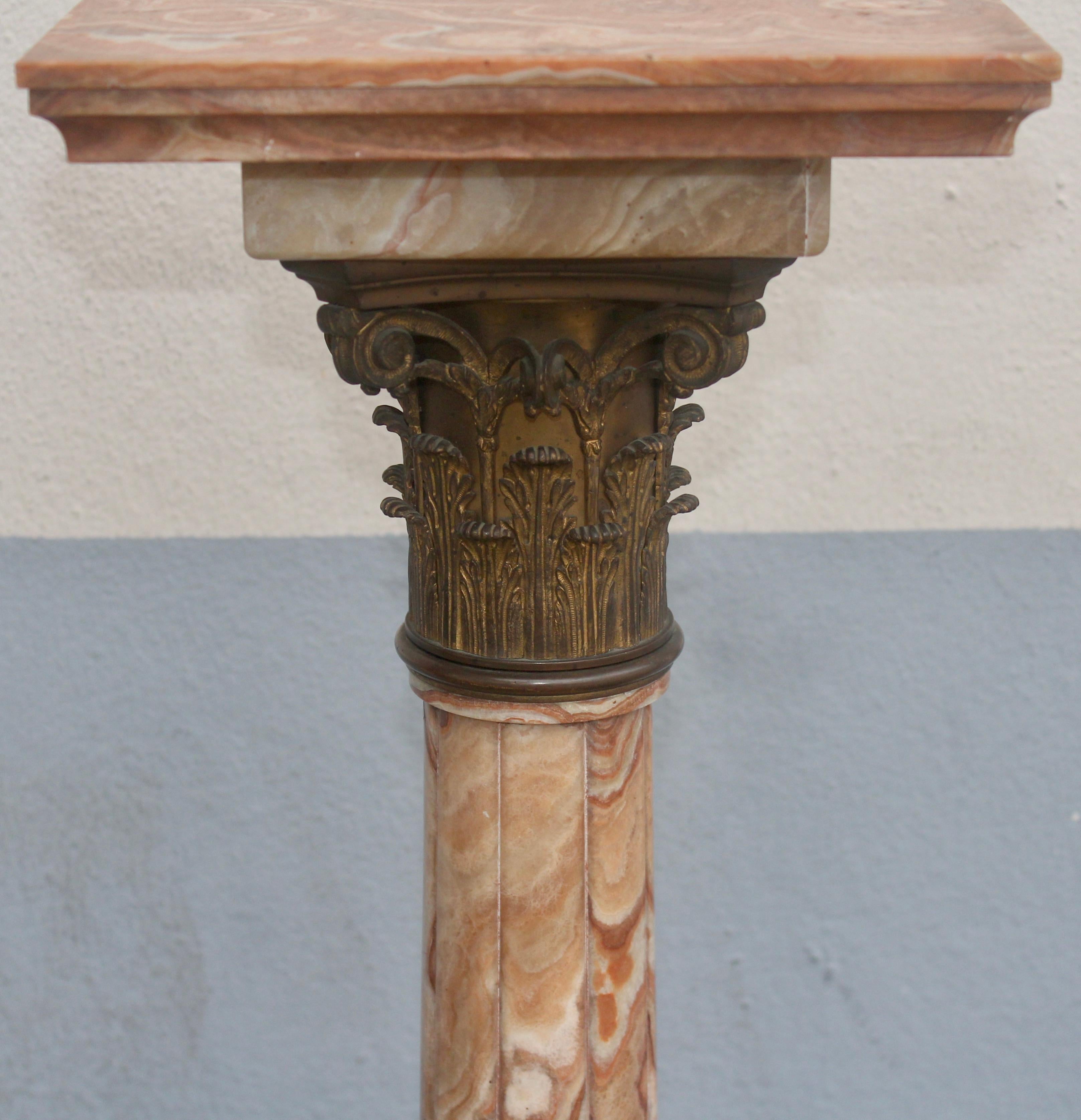 French 19th Century Onyx and Ormolu Neoclassical Pedestal 1