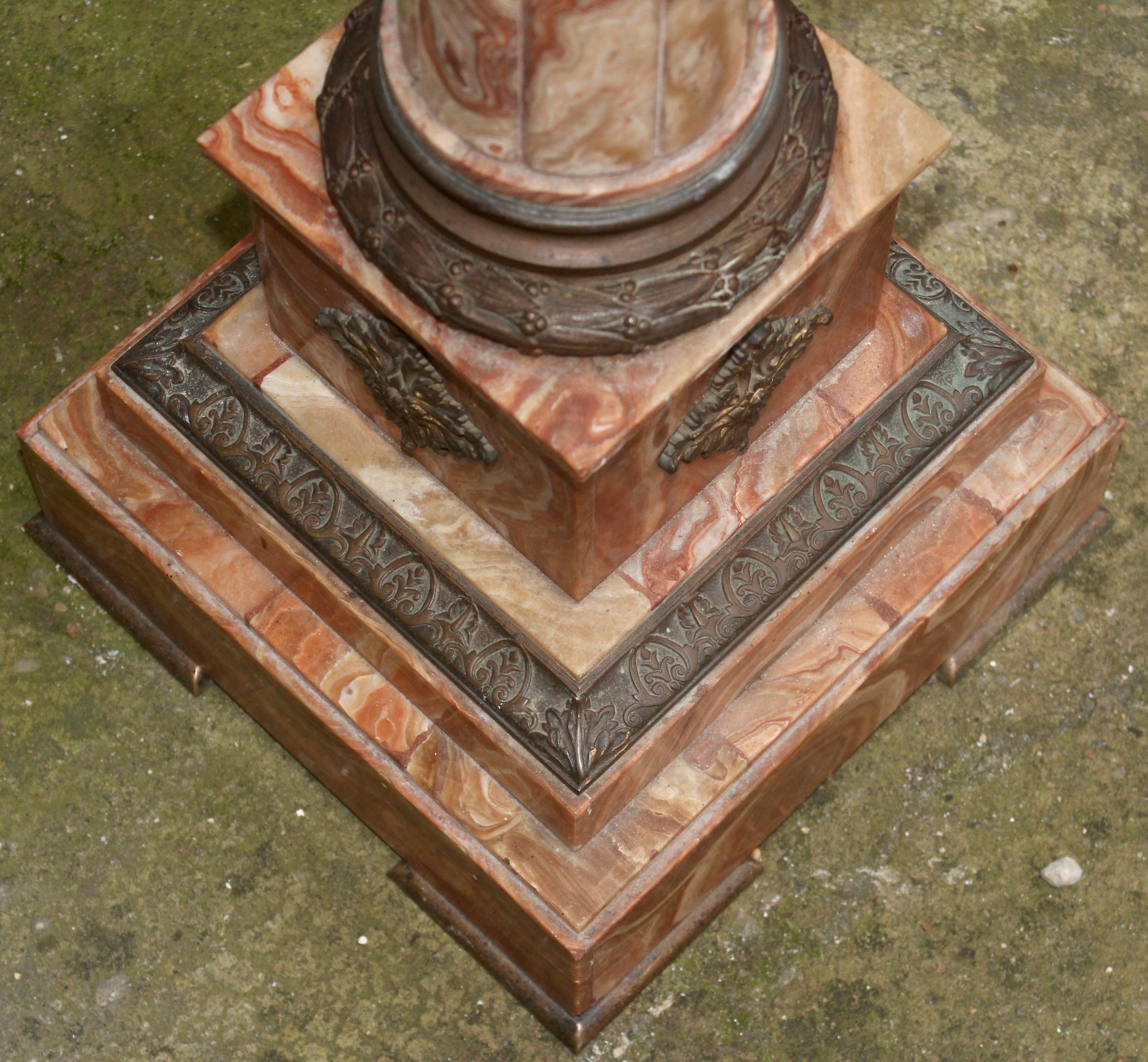 French 19th Century Onyx and Ormolu Neoclassical Pedestal 4