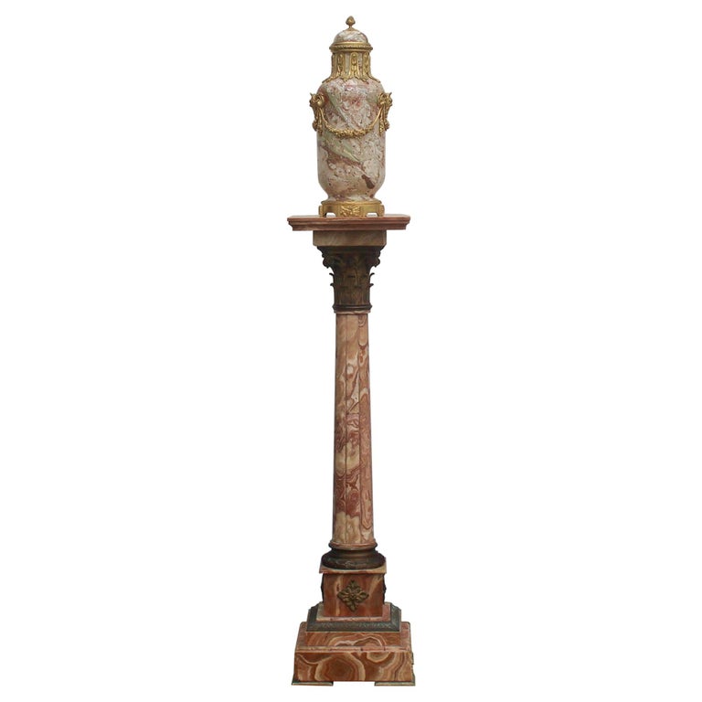 French 19th Century Onyx and Ormolu Neoclassical Pedestal For Sale