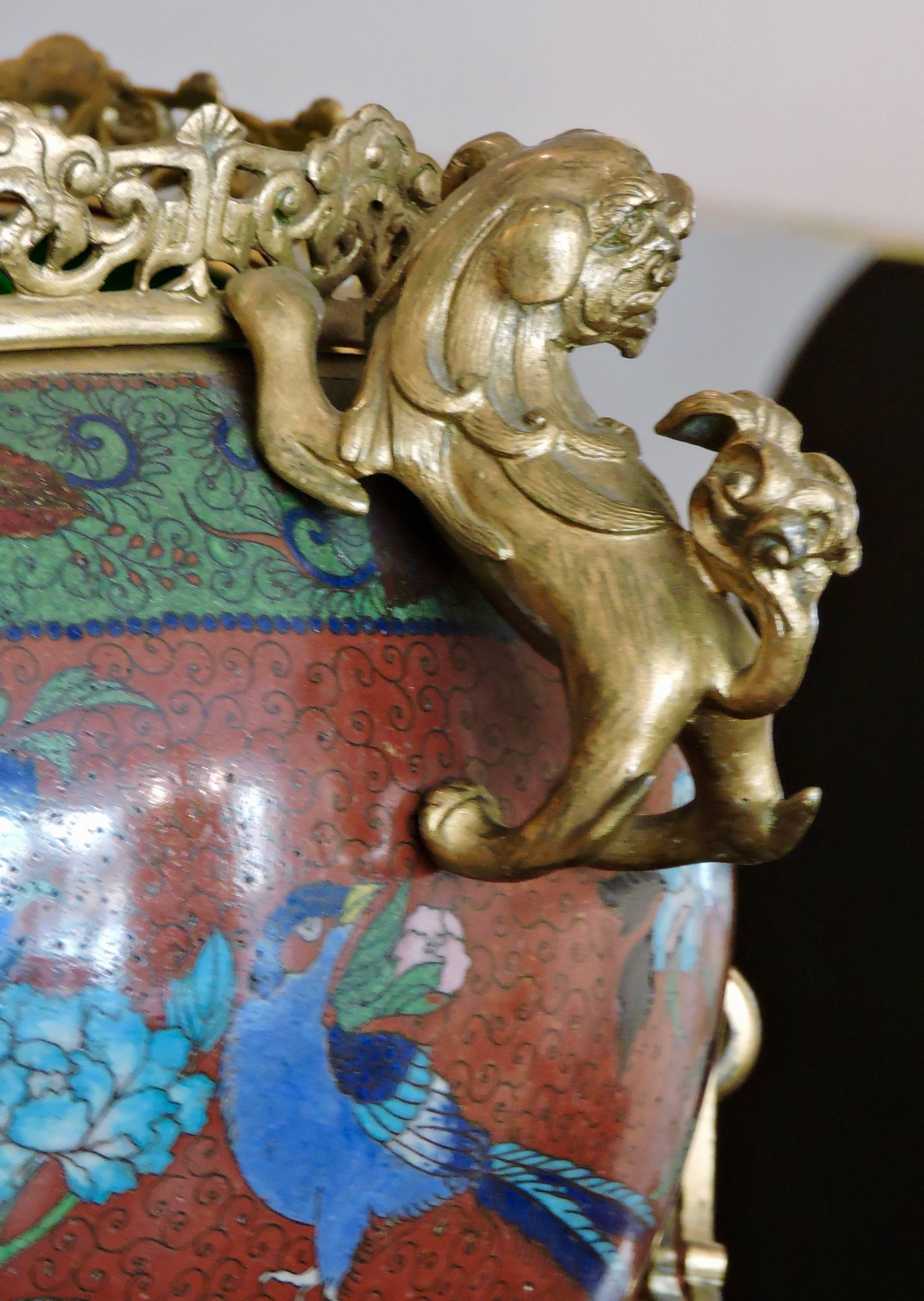 French 19th Century Ormolu and Cloisonné Enamel Japonisme Cache-Pot 6