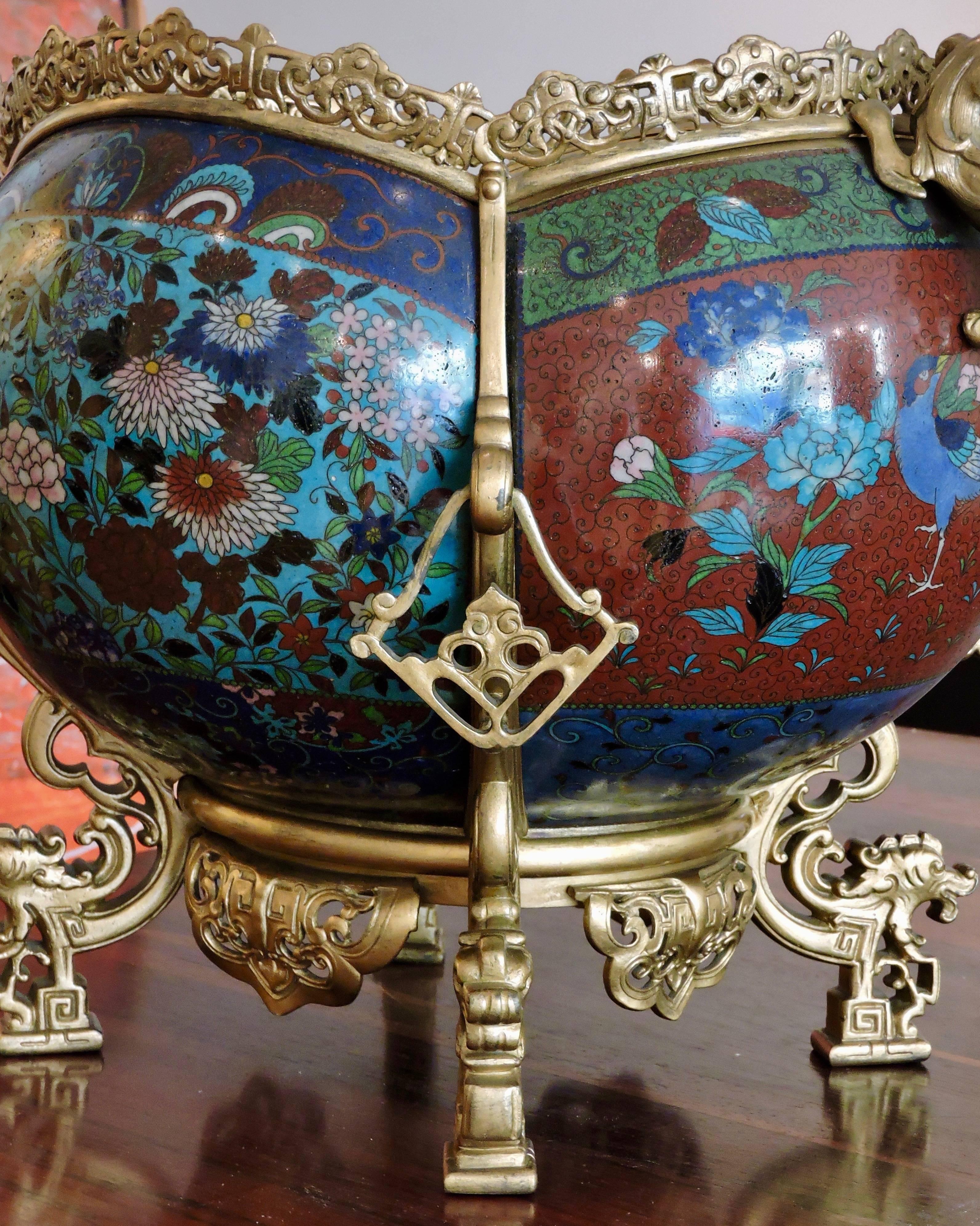 French 19th Century Ormolu and Cloisonné Enamel Japonisme Cache-Pot 8