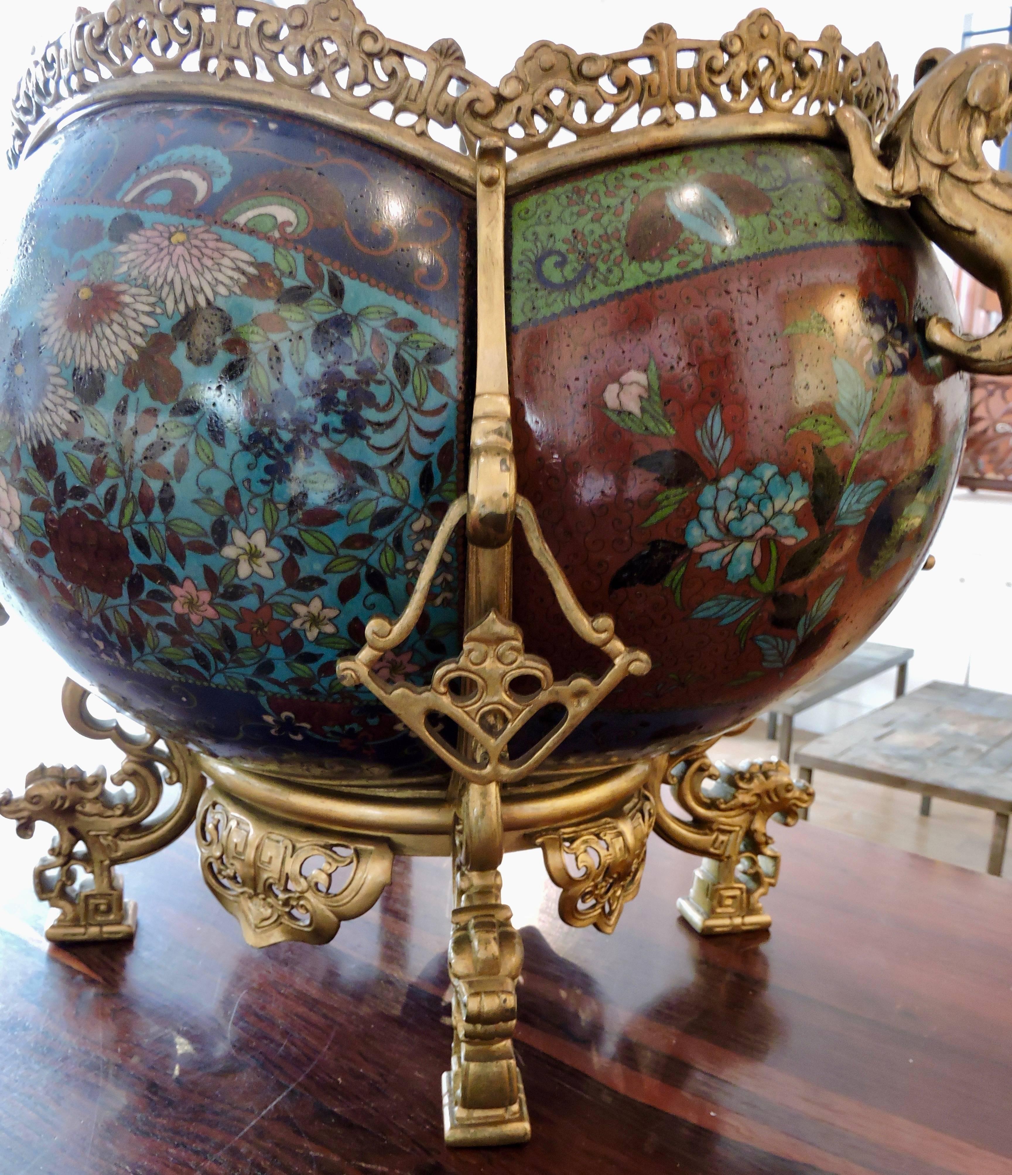 French 19th Century Ormolu and Cloisonné Enamel Japonisme Cache-Pot 10