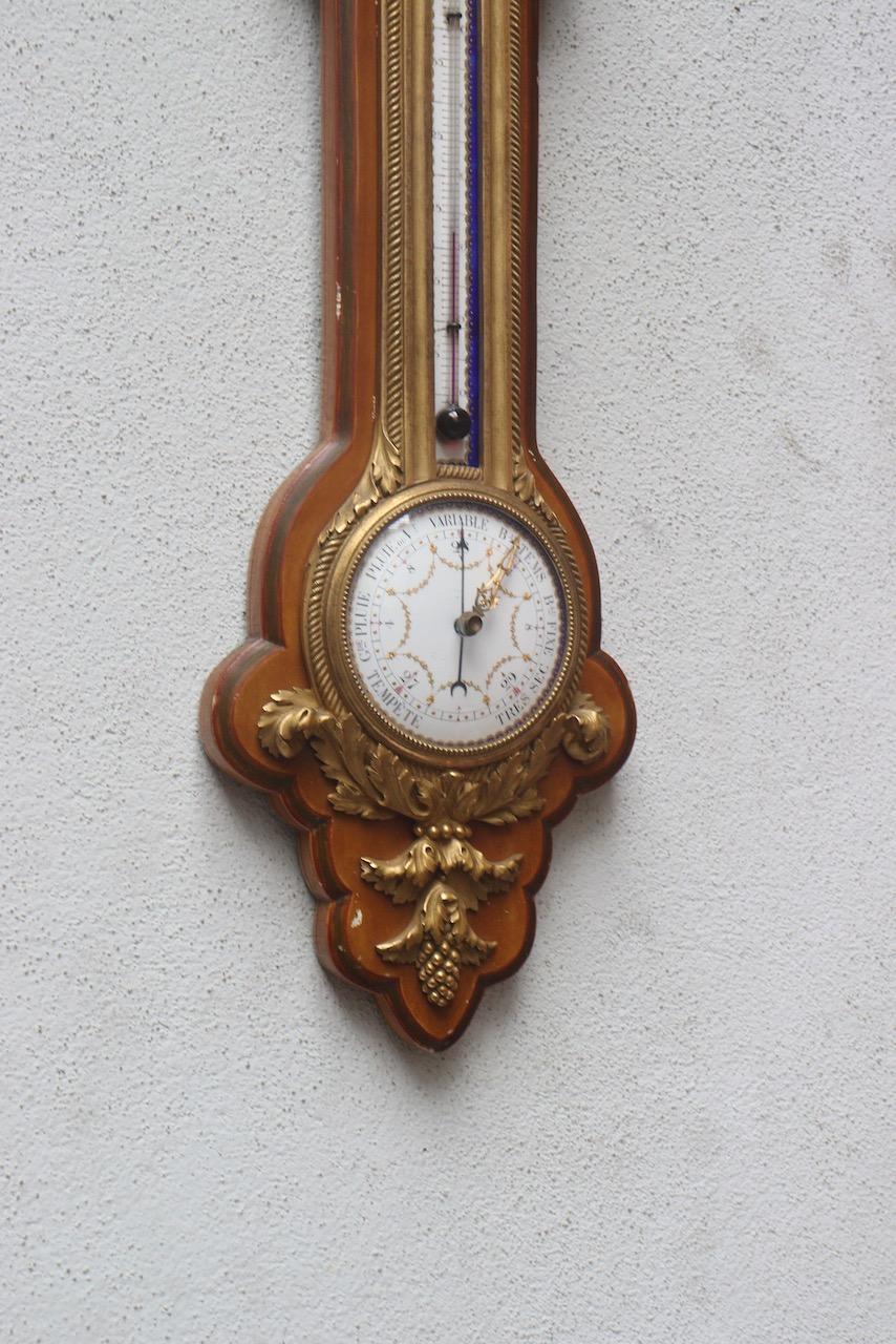 Porcelain A French 19th Century Ormolu Barometer and Thermometer by Eugène Hazart Paris