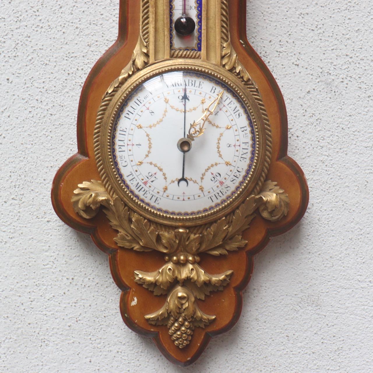 A French 19th Century Ormolu Barometer and Thermometer by Eugène Hazart Paris 1