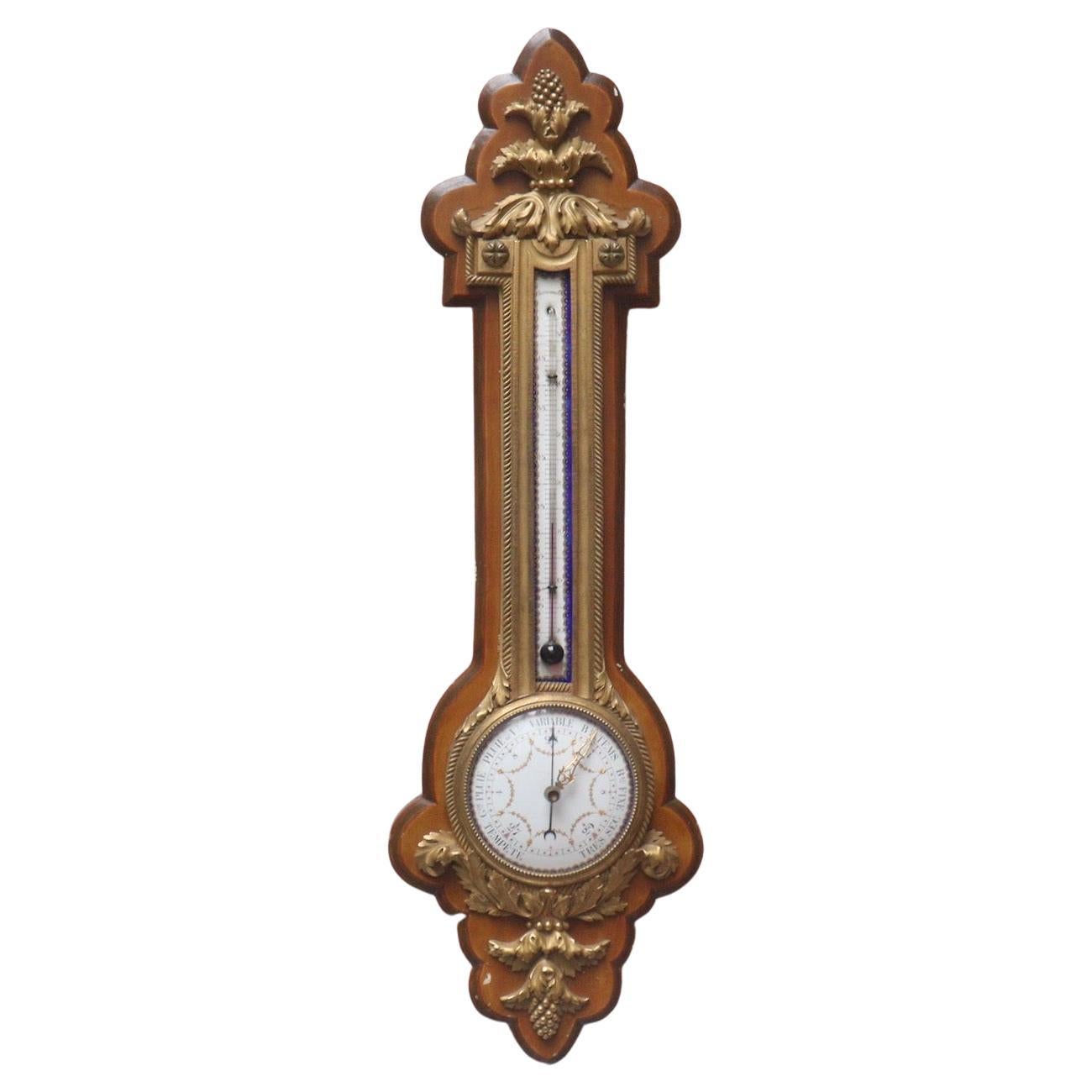 A French 19th Century Ormolu Barometer and Thermometer by Eugène Hazart Paris