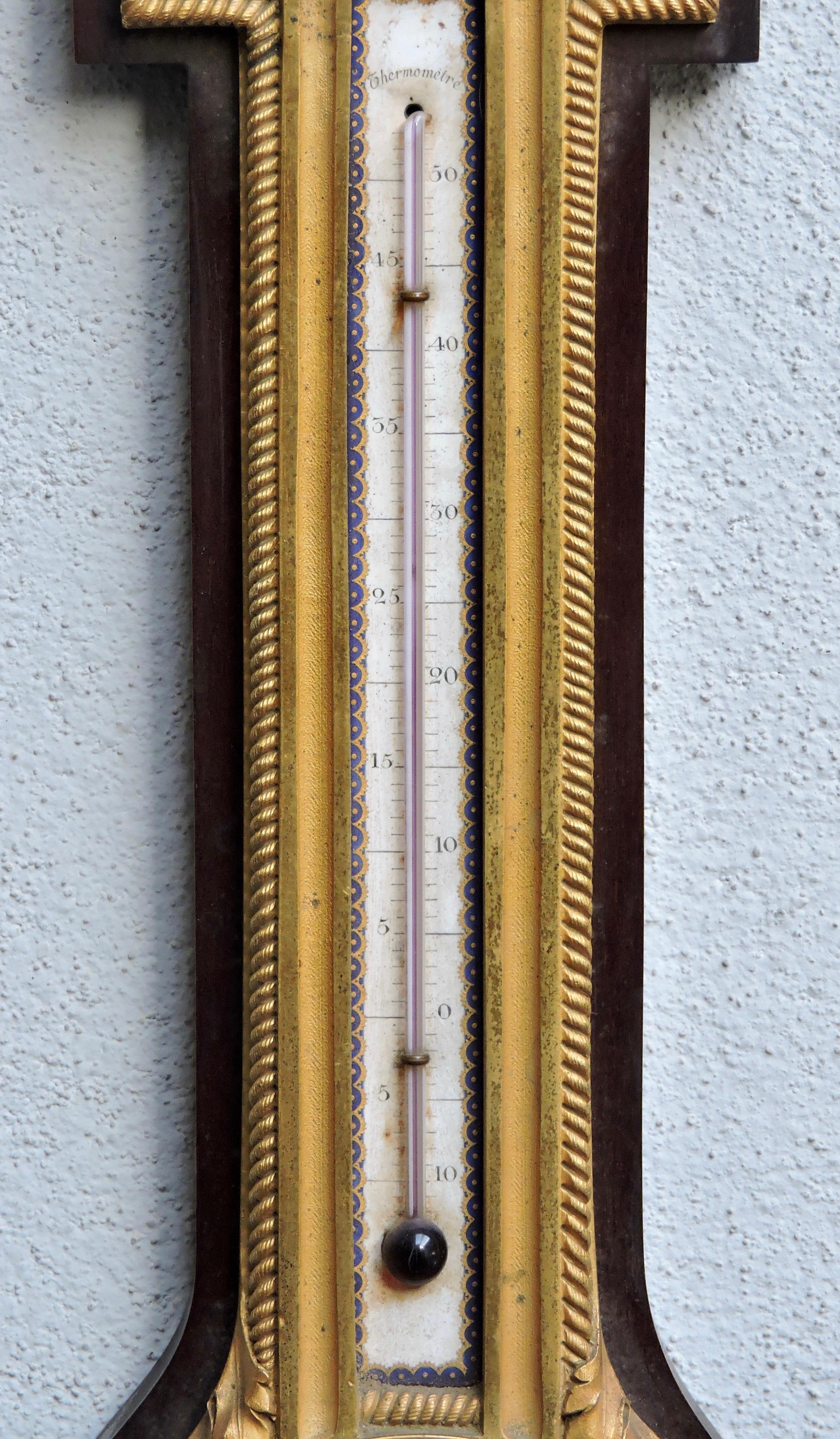 Louis XVI French 19th Century Ormolu Barometer and Thermometer by Henry Dasson
