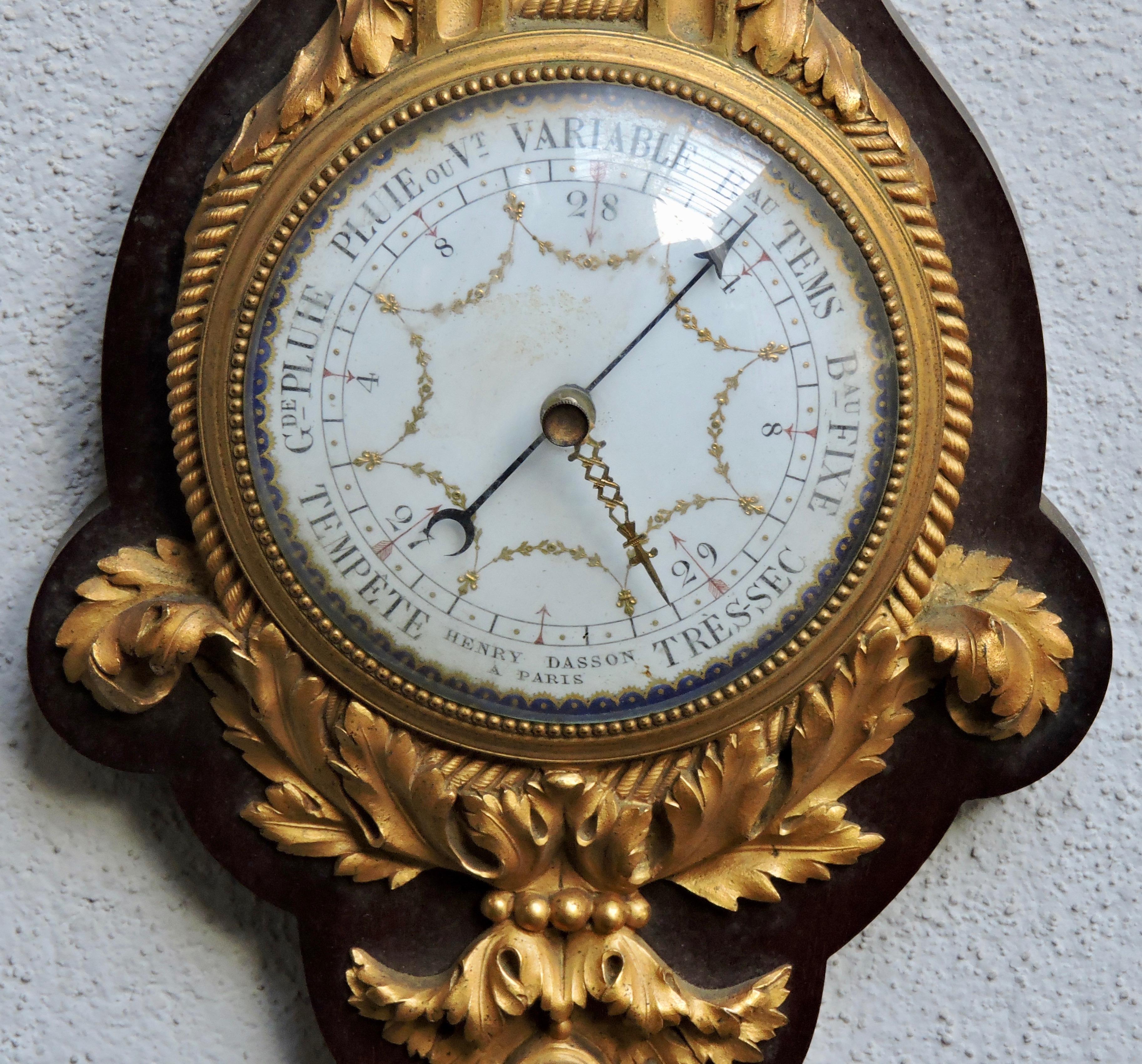 French 19th Century Ormolu Barometer and Thermometer by Henry Dasson In Good Condition In Saint-Ouen, FR