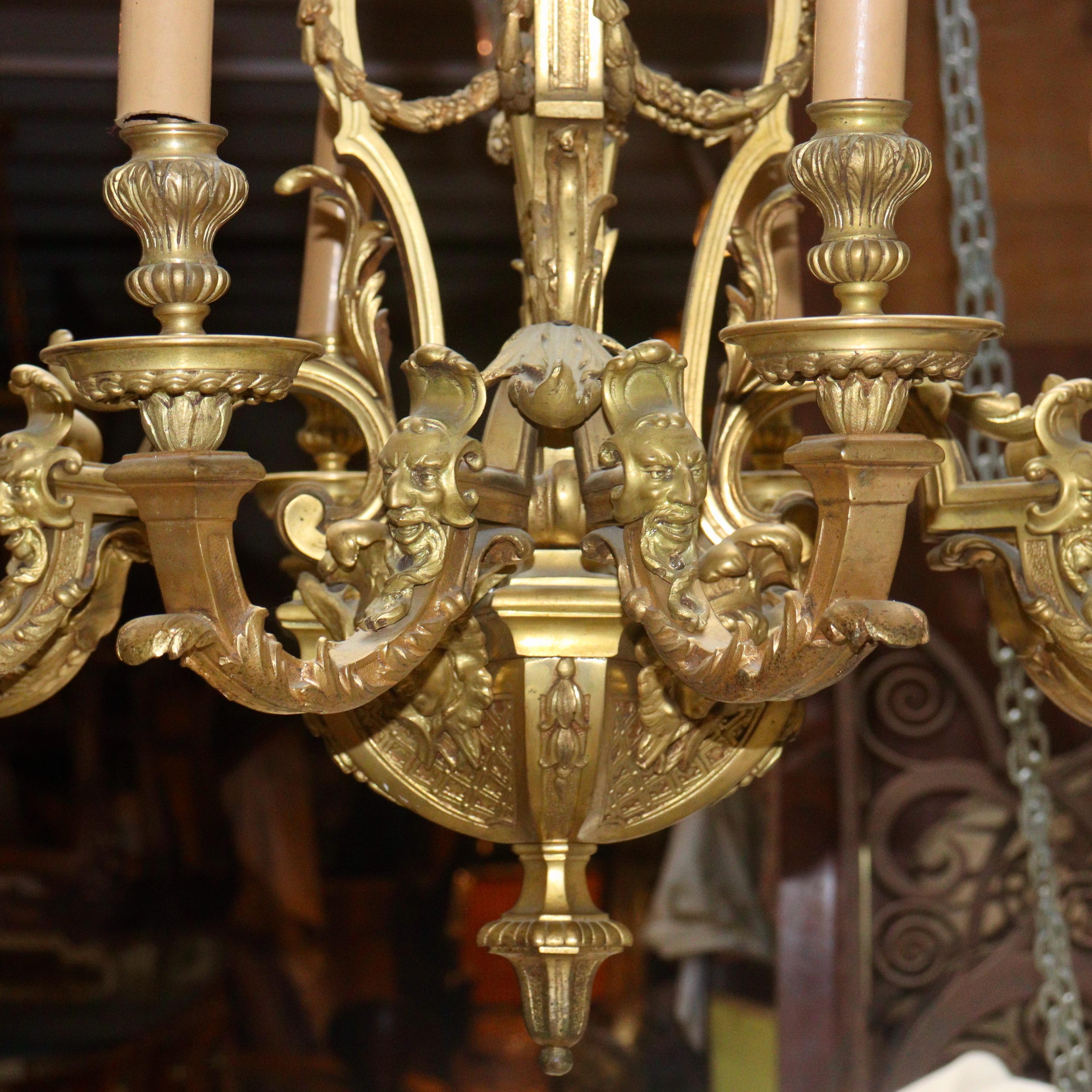 French 19th Century Ormolu Chandelier After André-Charles Boulle 4
