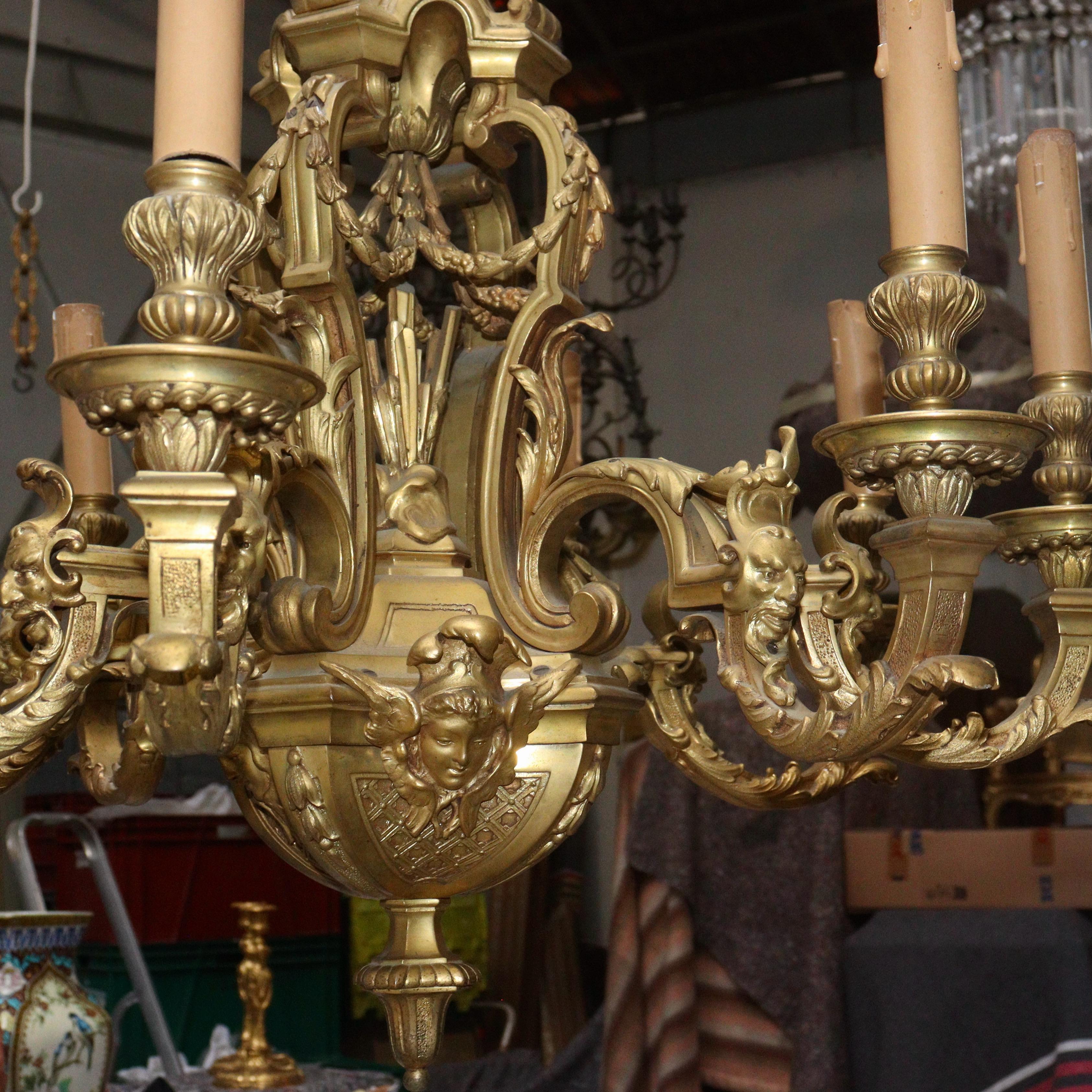 Lampadario francese del XIX secolo in ormolu di André-Charles Boulle in vendita 4