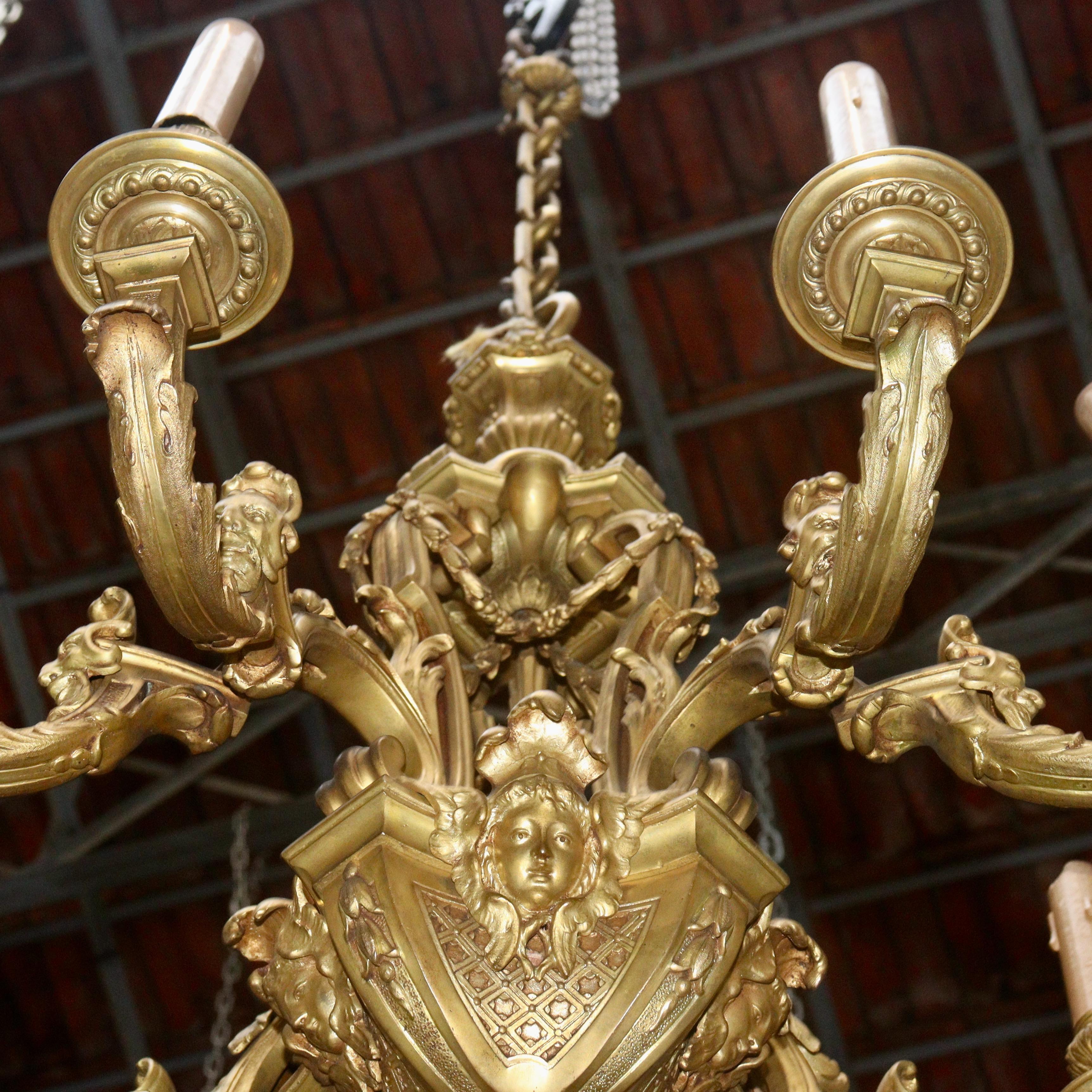 French 19th Century Ormolu Chandelier After André-Charles Boulle 8