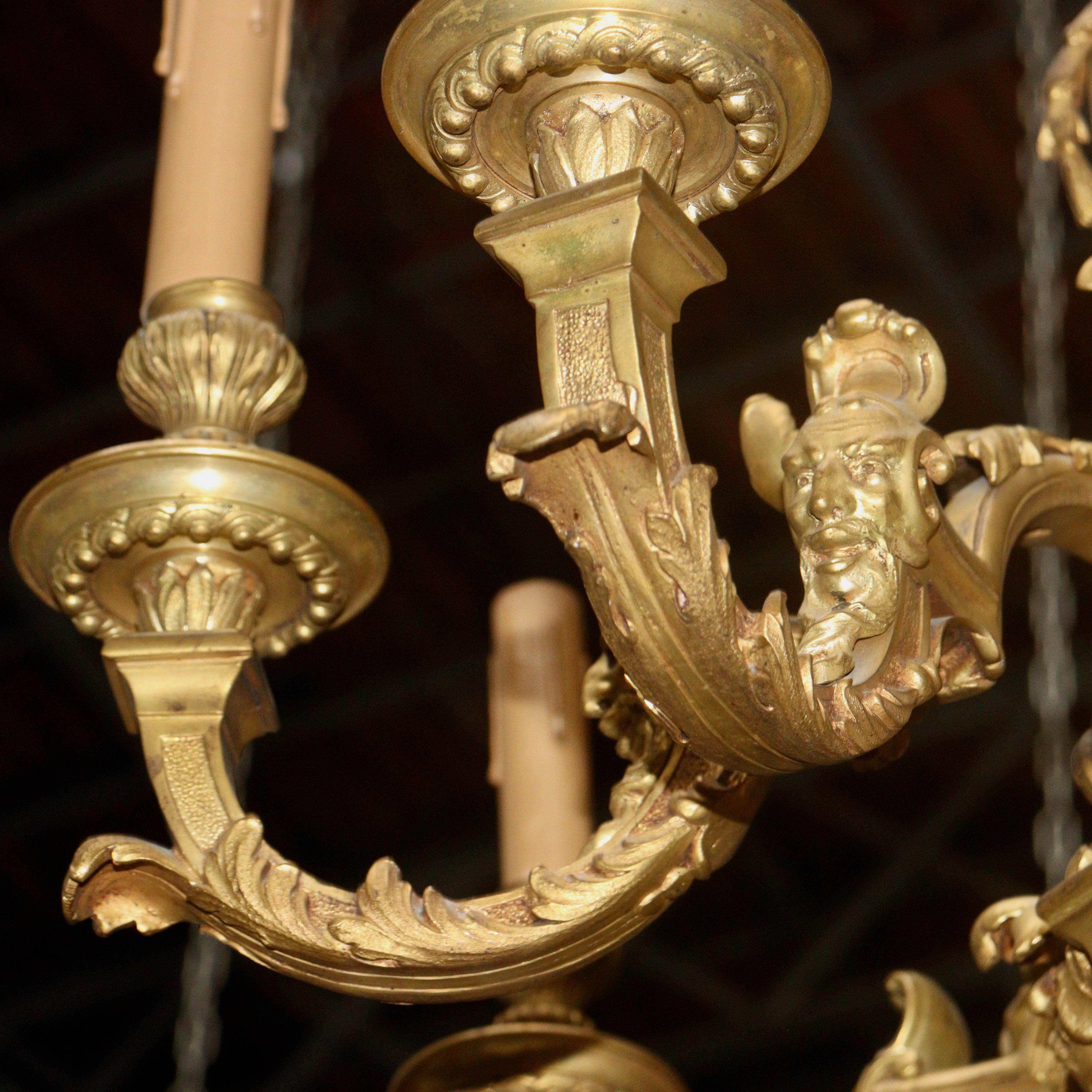 French 19th Century Ormolu Chandelier After André-Charles Boulle 9