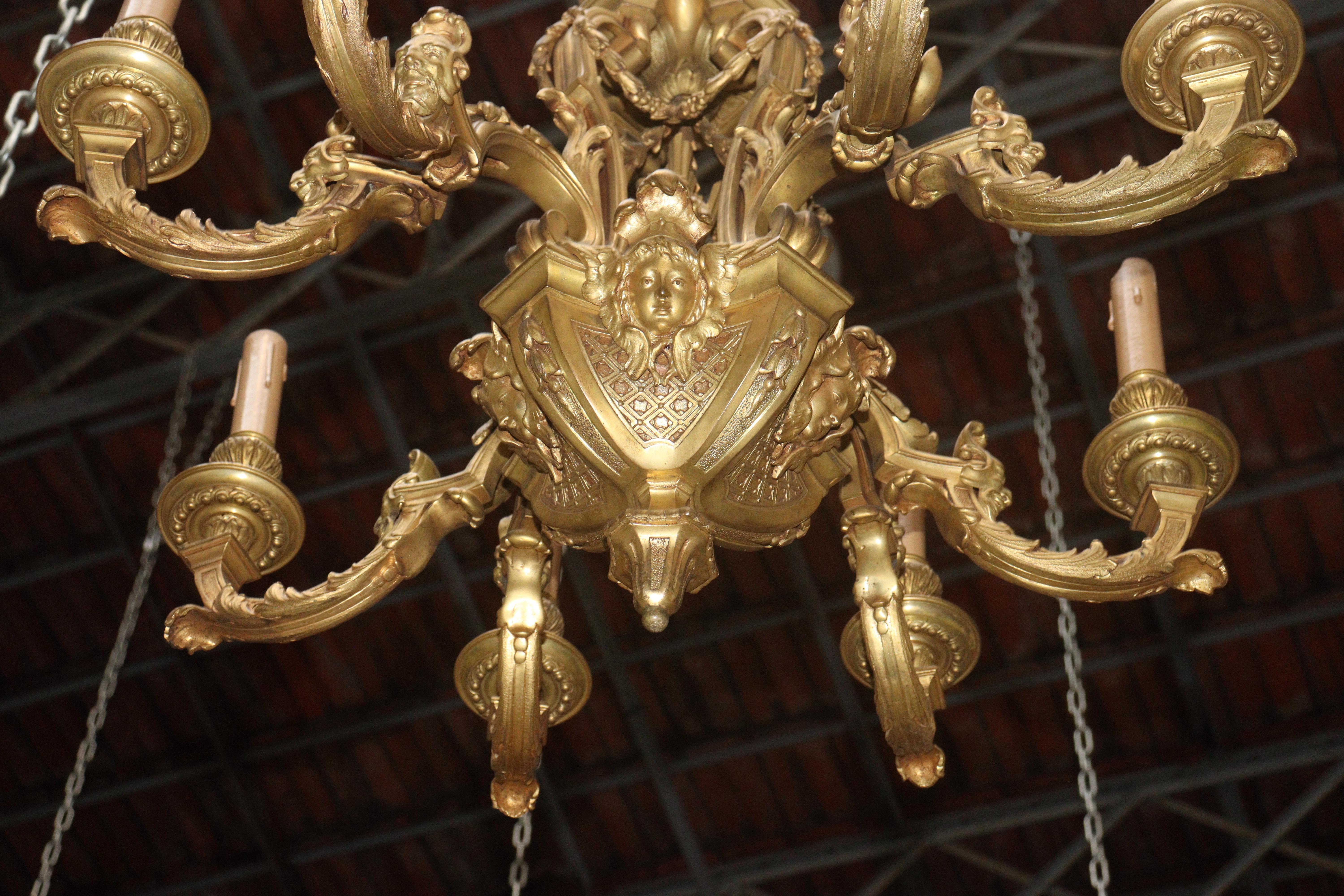 French 19th Century Ormolu Chandelier After André-Charles Boulle For Sale 10